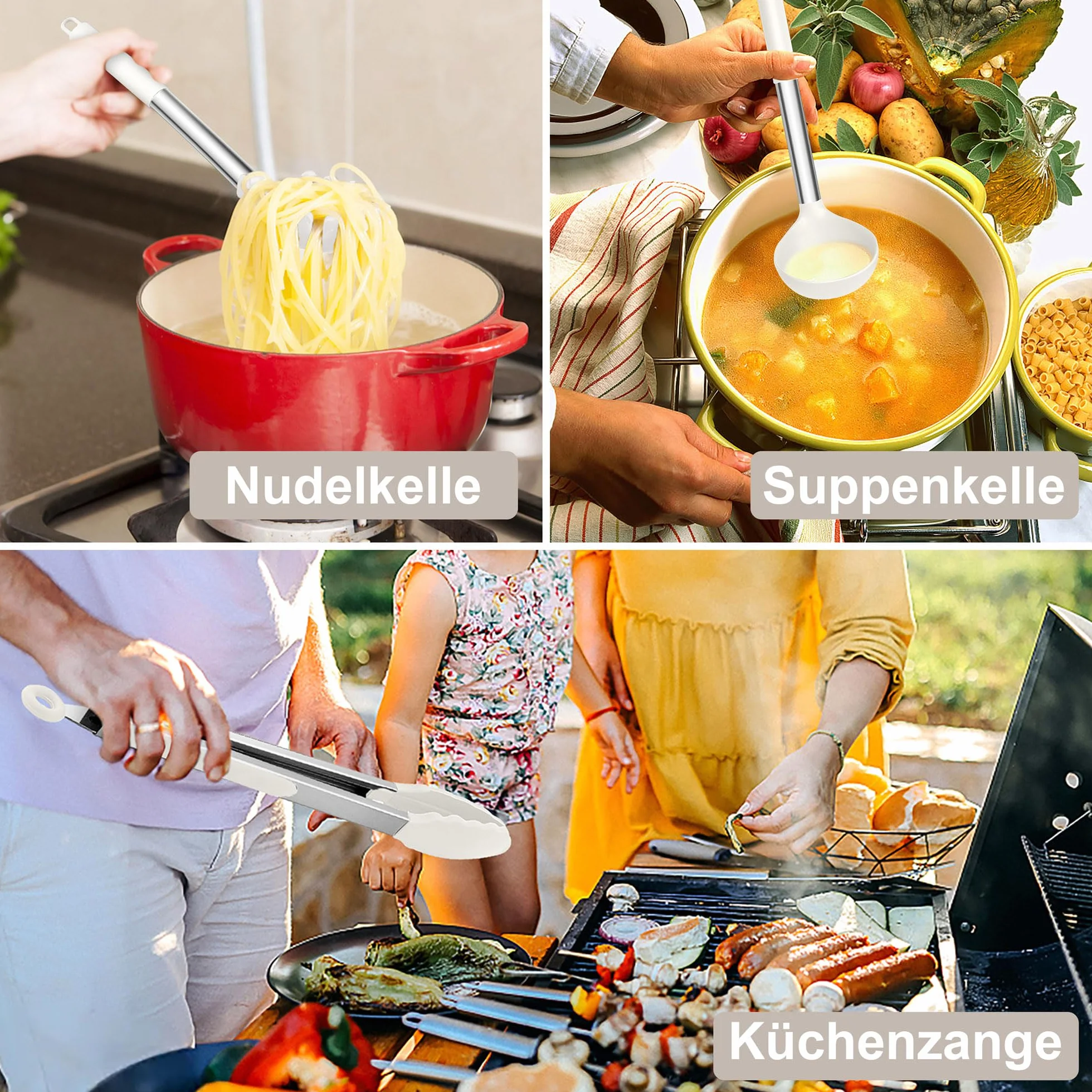 Joyfair Zestaw przyborów kuchennych 7 sztuk biały nieprzywierający odporny na wysokie temperatury