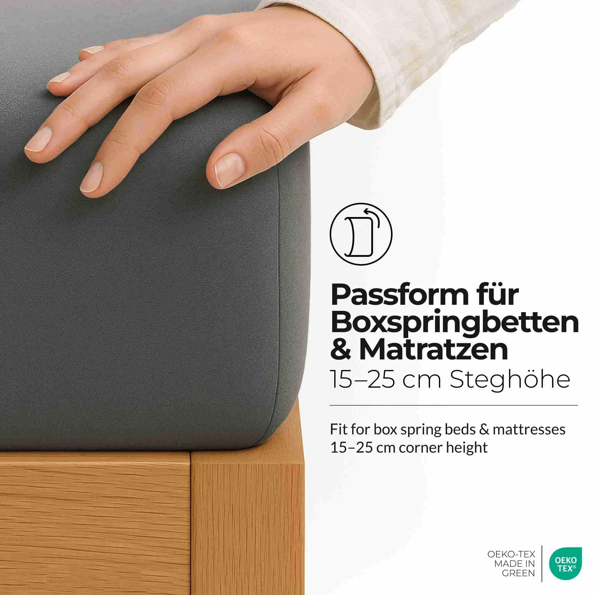 etérea Comfort Jersey Prześcieradło 200x220cm - 200x220 Oekotex Made in Green - 100% bawełna, prześcieradło z dżerseju do 25 cm wysokości - prześcieradło 200x220-200x220 cm Antracyt