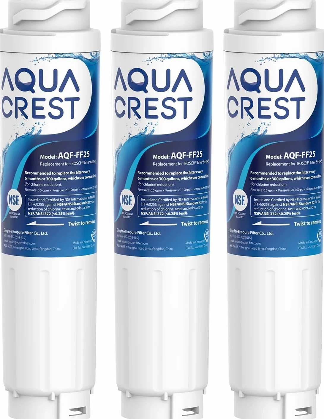 AQUACREST 644845 Zamienny Filtr Wody do Lodówki Kompatybilny z Bosch Siemens Neff Miele Haier