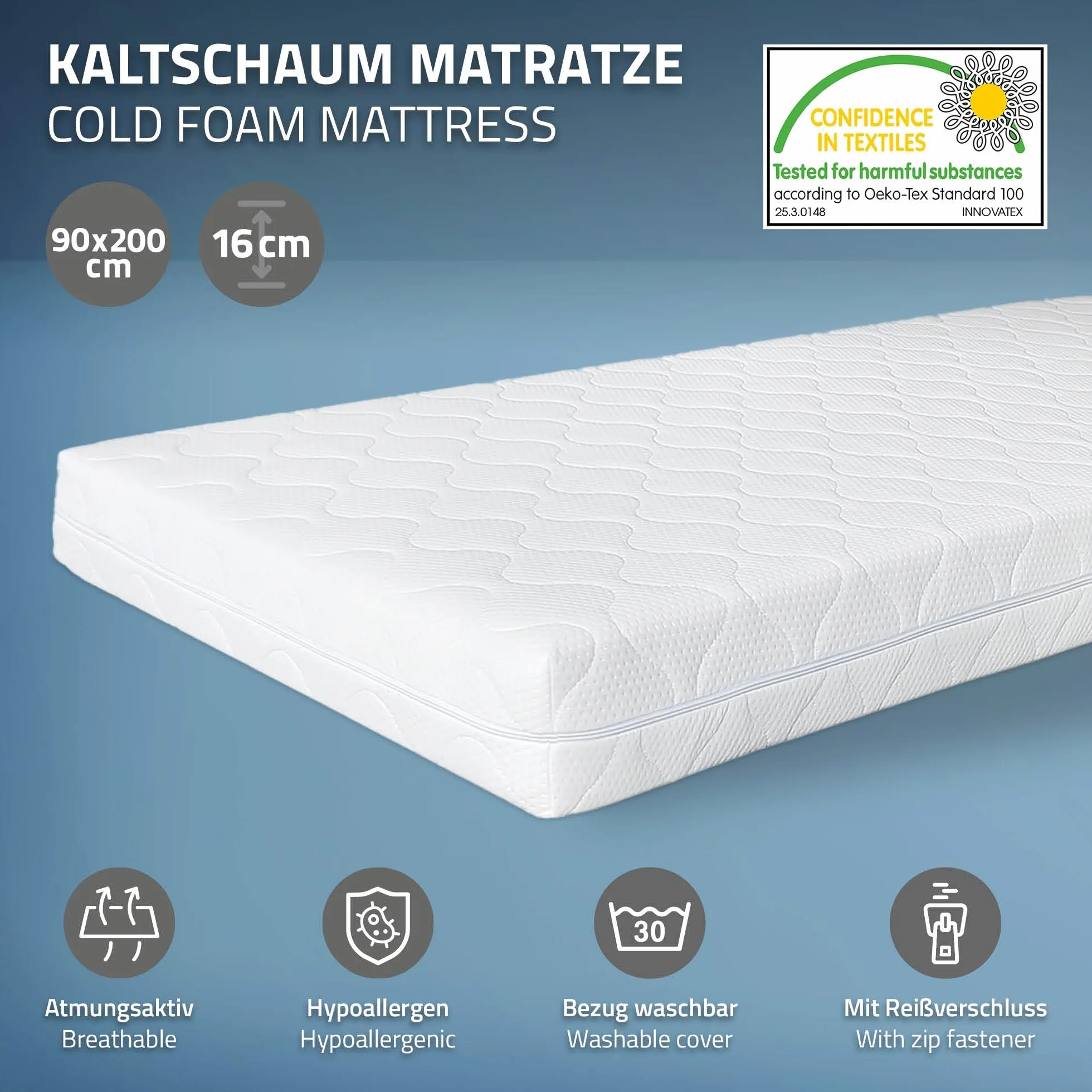 Łóżko drewniane ML-Design 90x200 cm Natural z materacem H:16cm, drewno sosnowe, lite drewno z listwową ramą i nogami, pojedyncze z wezgłowiem i podnóżkiem