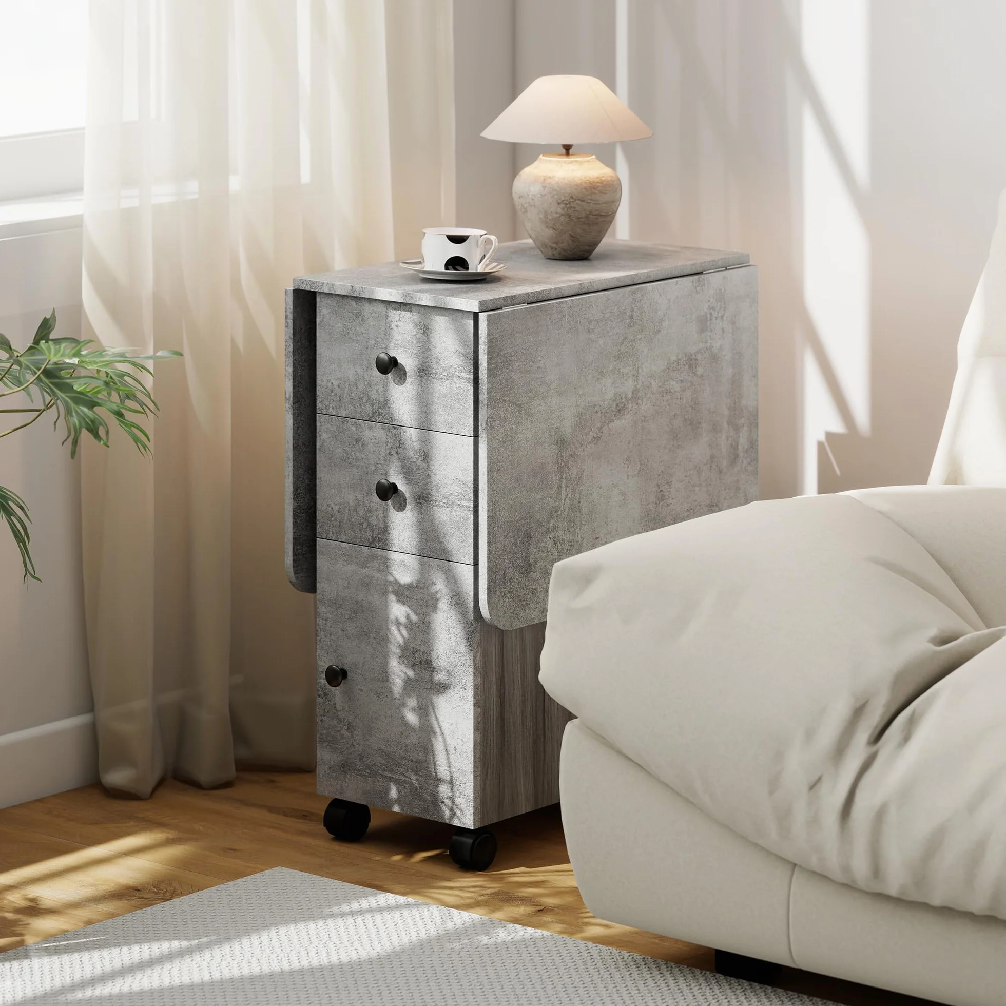 HOMCOM Składany stół kuchenny, składany stół jadalny 2 składane tace z 2 szufladami, 1 szafką i 1 półką do przechowywania 120 x 60 x 76,5 cm - szary