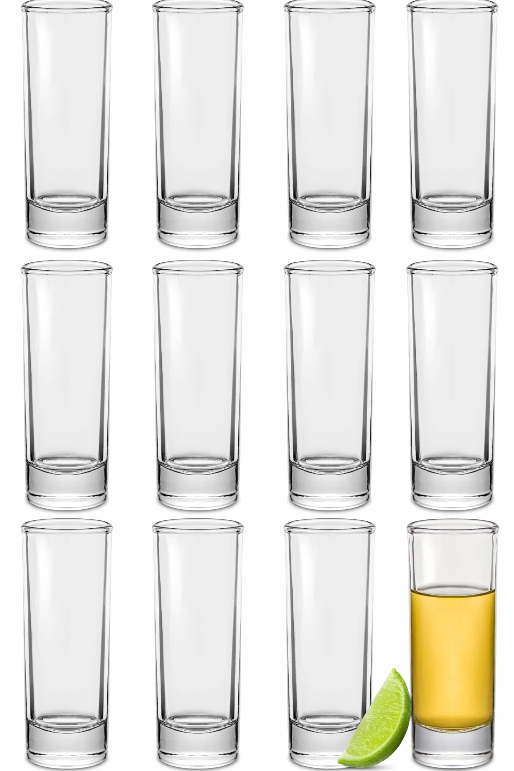 12 Kieliszki do shotów wysokie ze szkła 5cl - Można myć w zmywarce - Stabilne dzięki grubemu dnu - Kieliszki do shotów na każde przyjęcie