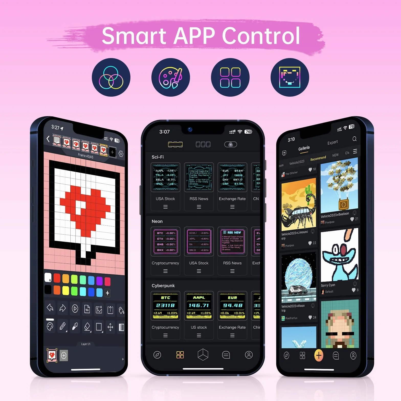 Divoom Times Gate WiFi Pixel Art Display - RGB LED Smart zegar cyfrowy ze sterowaniem za pomocą aplikacji do pokoju zabaw, dekoracji biura, kolorowy ekran o wysokiej rozdzielczości, możliwość