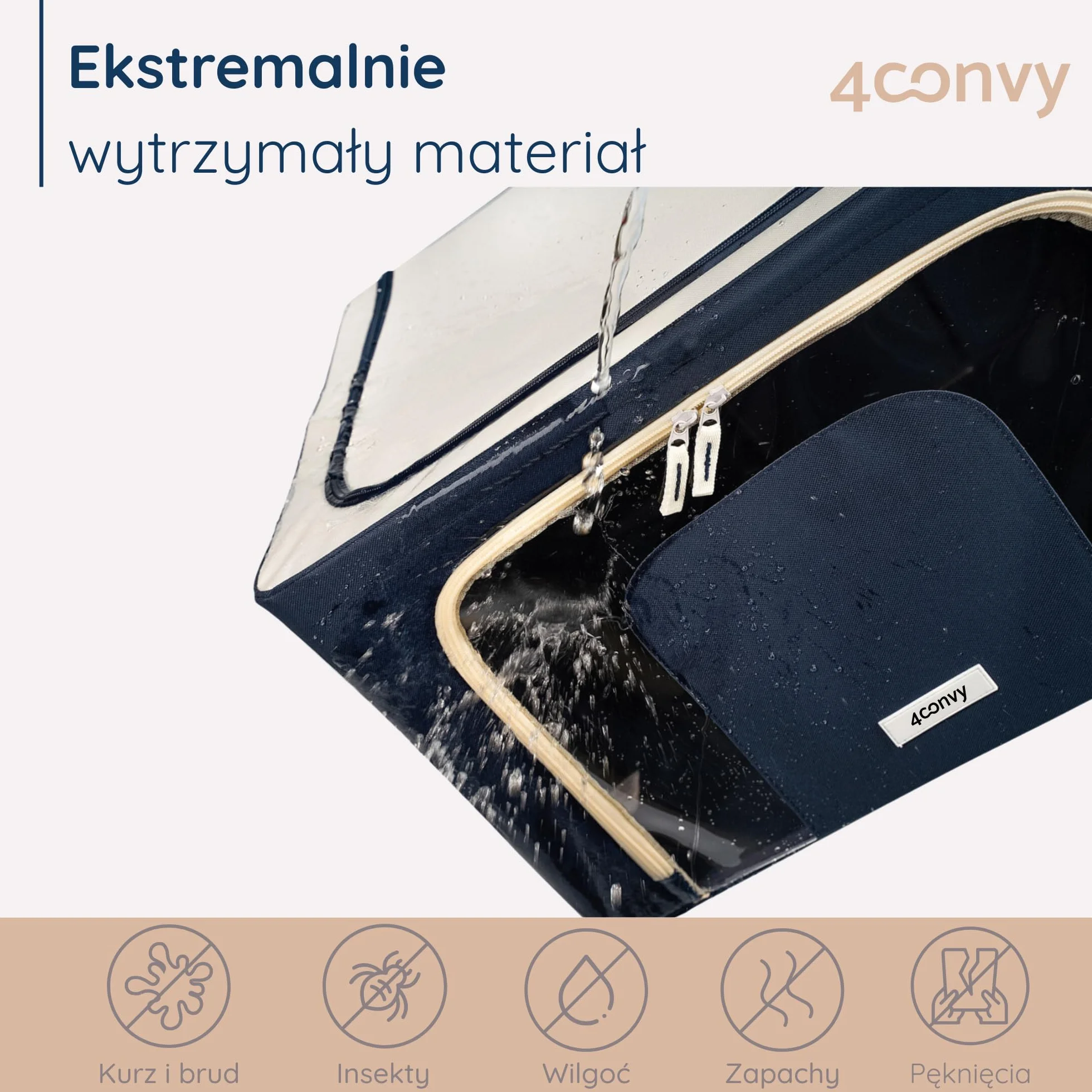 4CONVY Pokrowiec na pościel 3x40L z przezroczystymi oknami składana torba