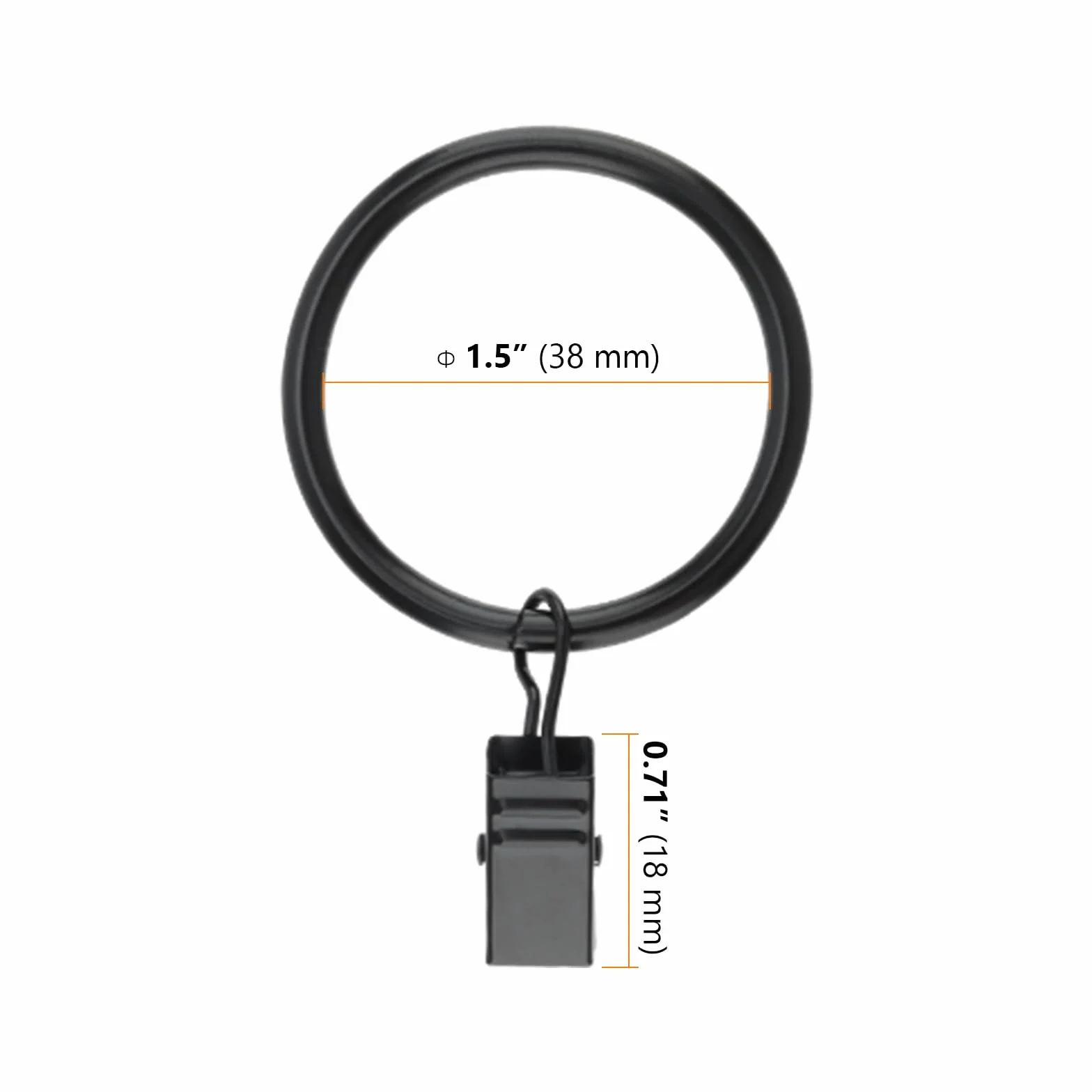 40 sztuk pier?cieni do firan z klipsami w kolorze czarnym, pier?cienie do zas?on z klamrami, firanki, klipsy do zas?on z pier?cieniem, metalowe pier?cienie o ?rednicy wewn?trznej 38 mm, do