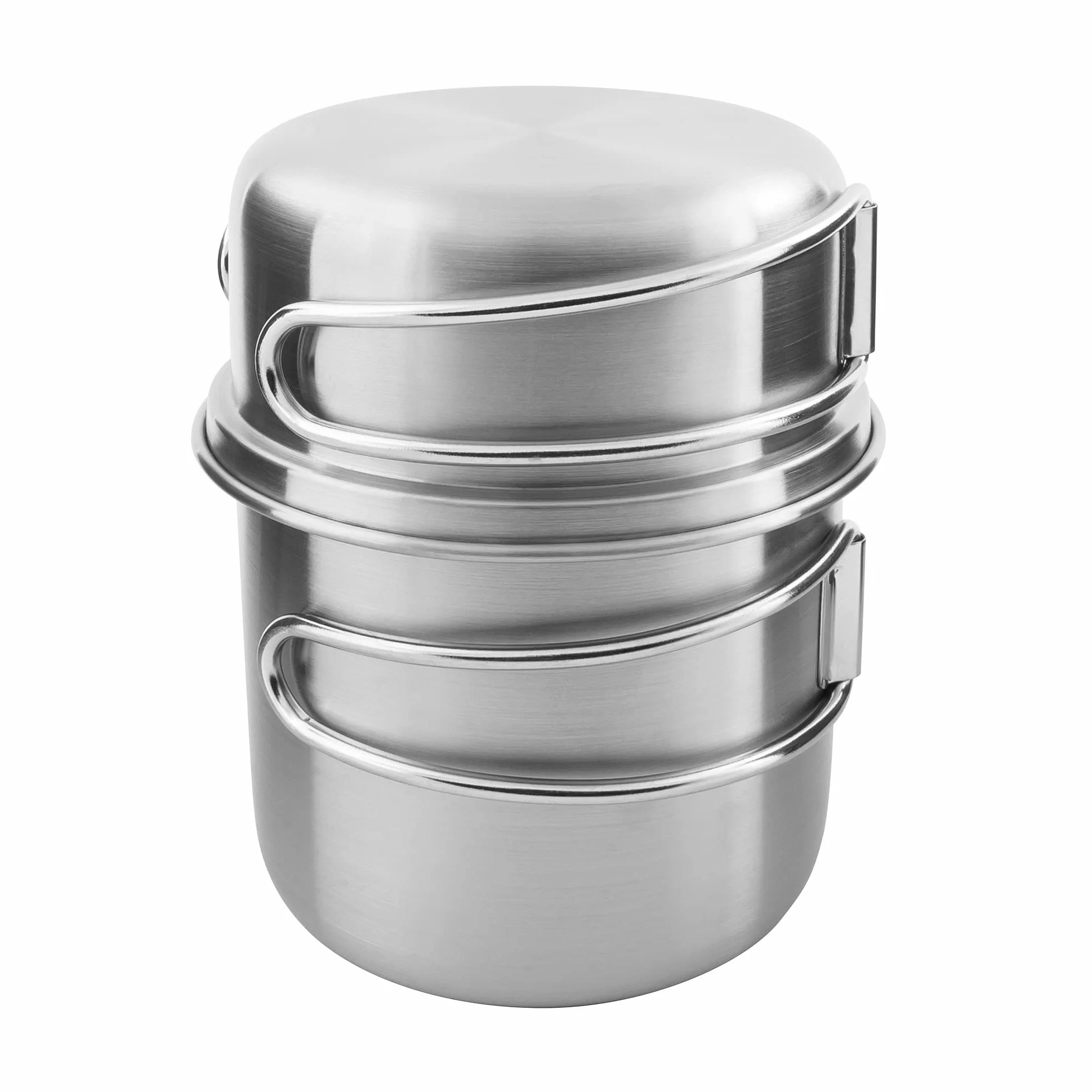 Tatonka Zestaw kubków Handle Mug (500/600/850 ml) – zestaw kubków ze stali nierdzewnej składający się z kubka i pokrywki – ze składanymi uchwytami i skalą objętości – kompatybilny z szeroką szyjką