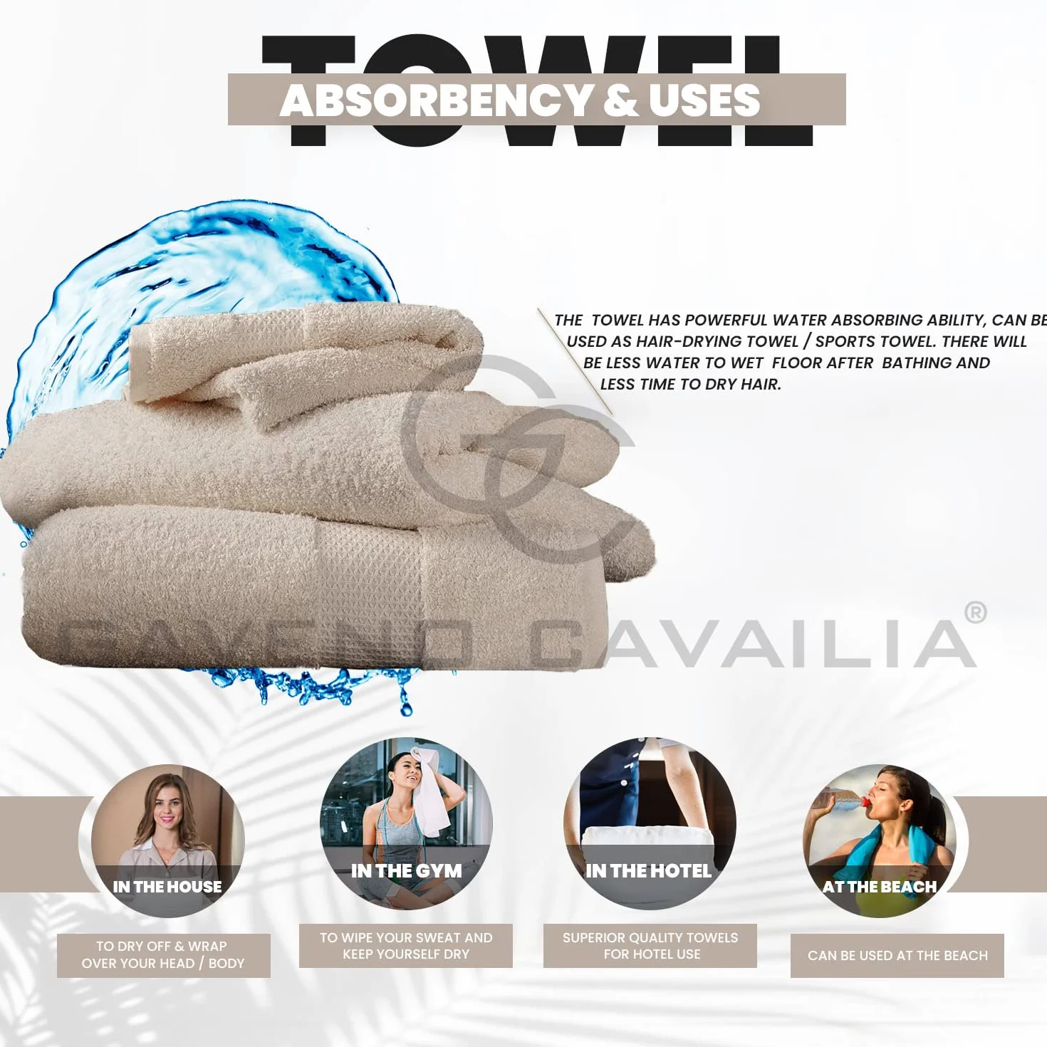 GC GAVENO CAVAILIA Ręczniki do rąk, do łazienki, 700 g/m², z egipskiej bawełny, jakość hotelowa, można prać w pralce, komplet 4 szt., 50 x 85 cm, kolor mokka
