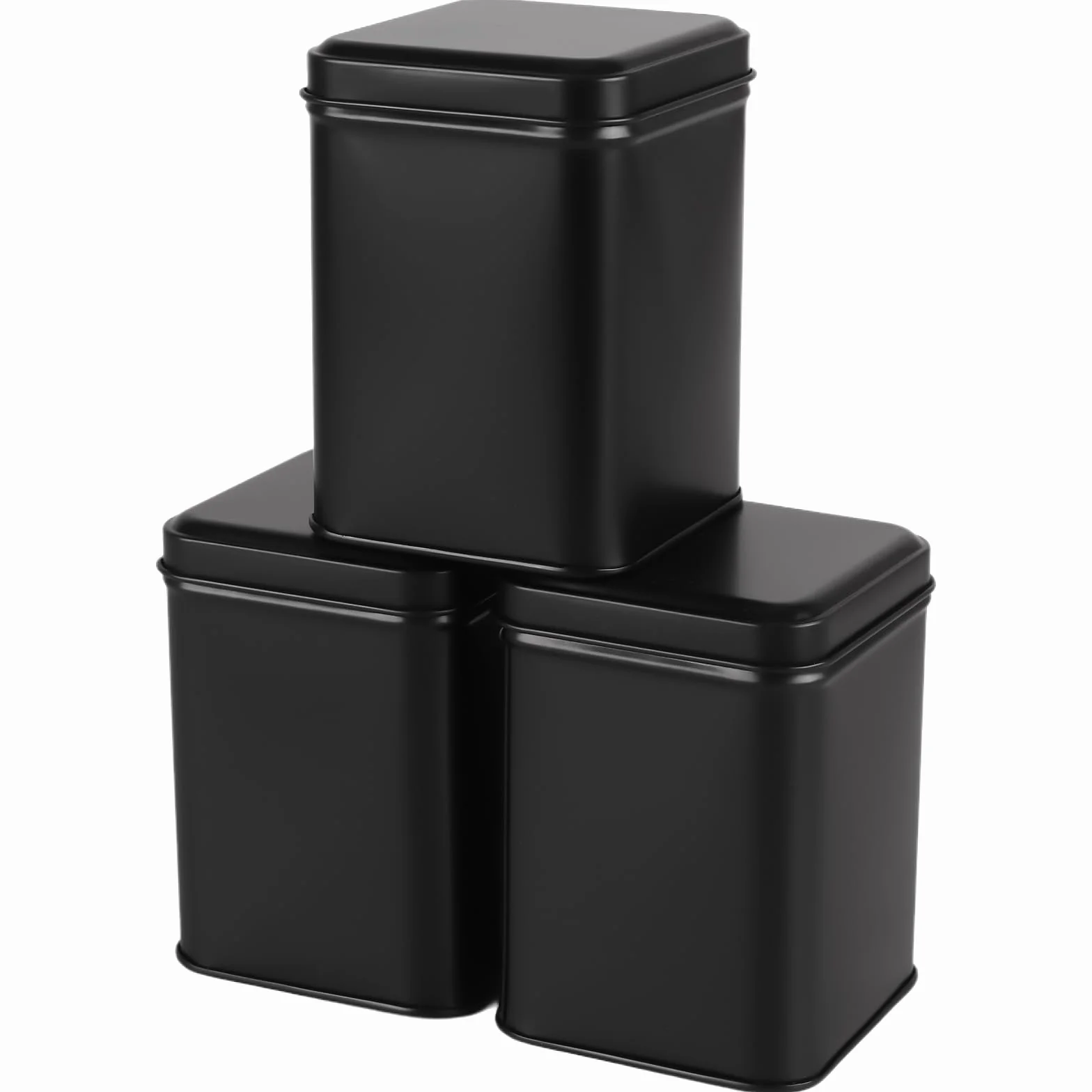 8 sztuk puszek na herbatę sypką, 7 x 7 x 10 cm, czarne pojemniki na herbatę z metalu, kwadratowe pudełko do przechowywania herbaty sypkiej