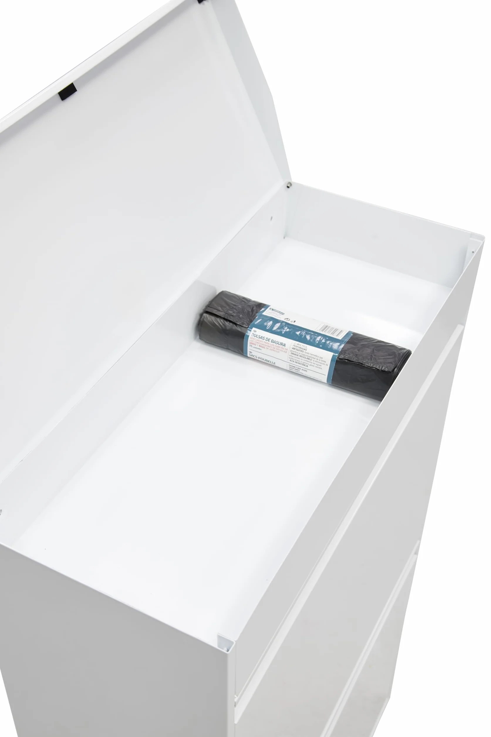 ARREGUI Top CR621-B system segregacji śmieci ze stali z pudełkiem do przechowywania z pokrywką | 4 przegródki do kuchni | 4 pojemniki na śmieci | wyjmowany kosz wewnętrzny z uchwytem | 4 x 17 l (68 l)