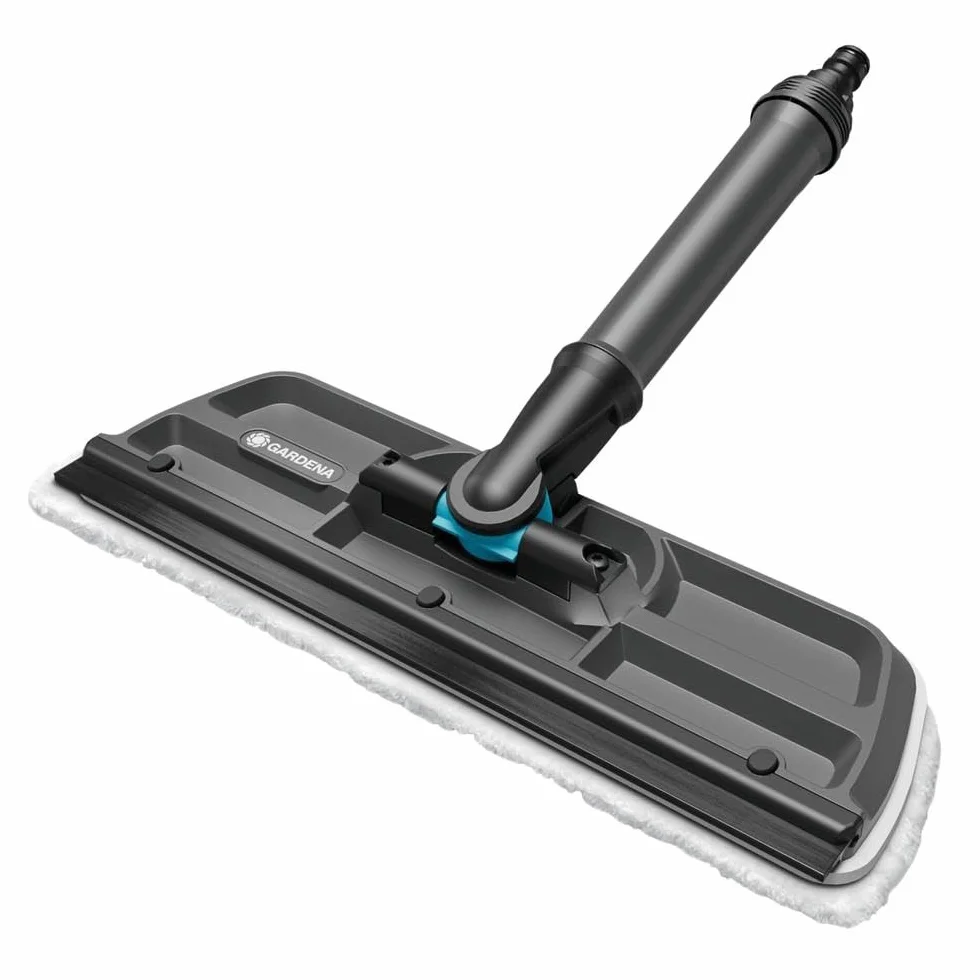 Gardena Myjka do okien Cleansystem: Przepływowa myjka do okien, wycieraczka z mikrowłókniną i ściągaczką, do małych i dużych powierzchni, możliwość podłączenia do węża z wodą (18808-20)
