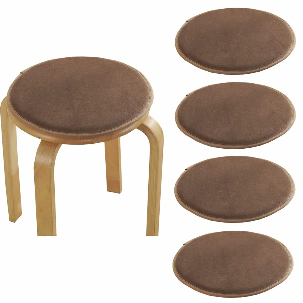 Okrągłe poduszki na krzesła 30 CM / 34 CM / 40 CM Okrągłe poduszki do siedzenia Antypoślizgowe stołki Podkładki z krawatami Bar Wysokie taborety kuchenne Poduszki na krzesła 1/2/4 paczek (kolor: brązo