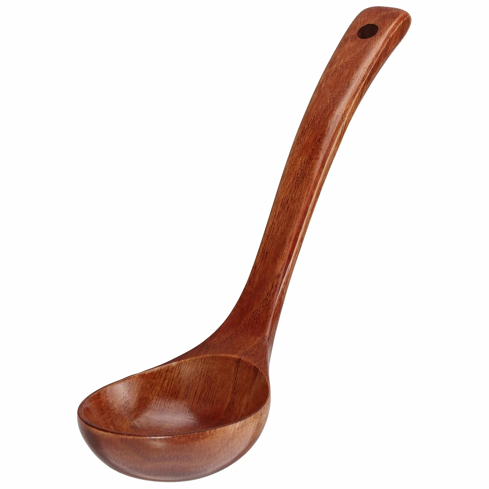 TsunNee Drewniana chochla do zupy, łyżka do zupy z naturalnego drewna, łyżka do owsianki, długość 24 cm
