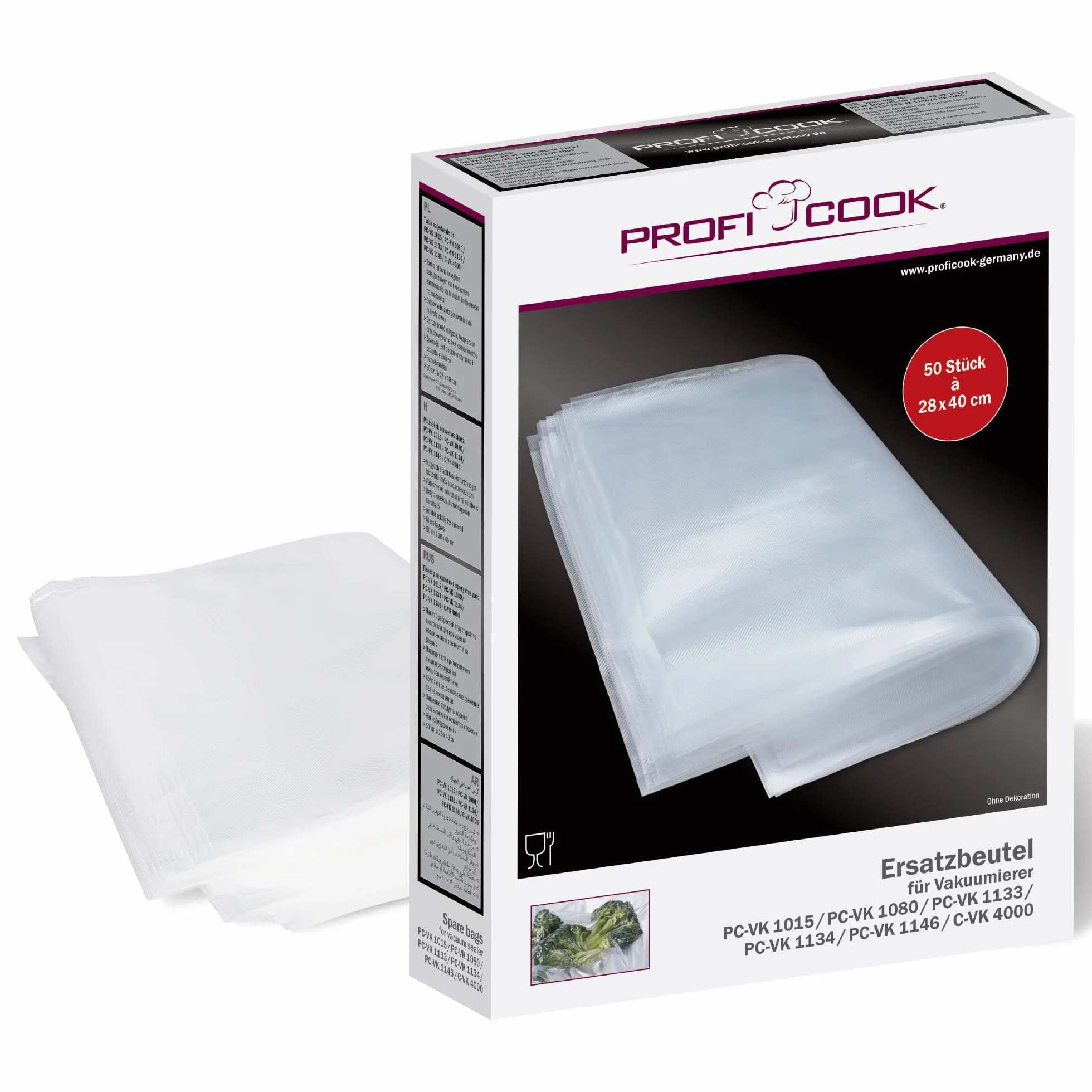 Proficook PC-VK 1146 Automatyczne Urządzenie Do Pakowania Próżniowego z Elektronicznym Czujnikiem Dotykowym, 120 W, Stal Szlachetna, Czarny/Srebrny