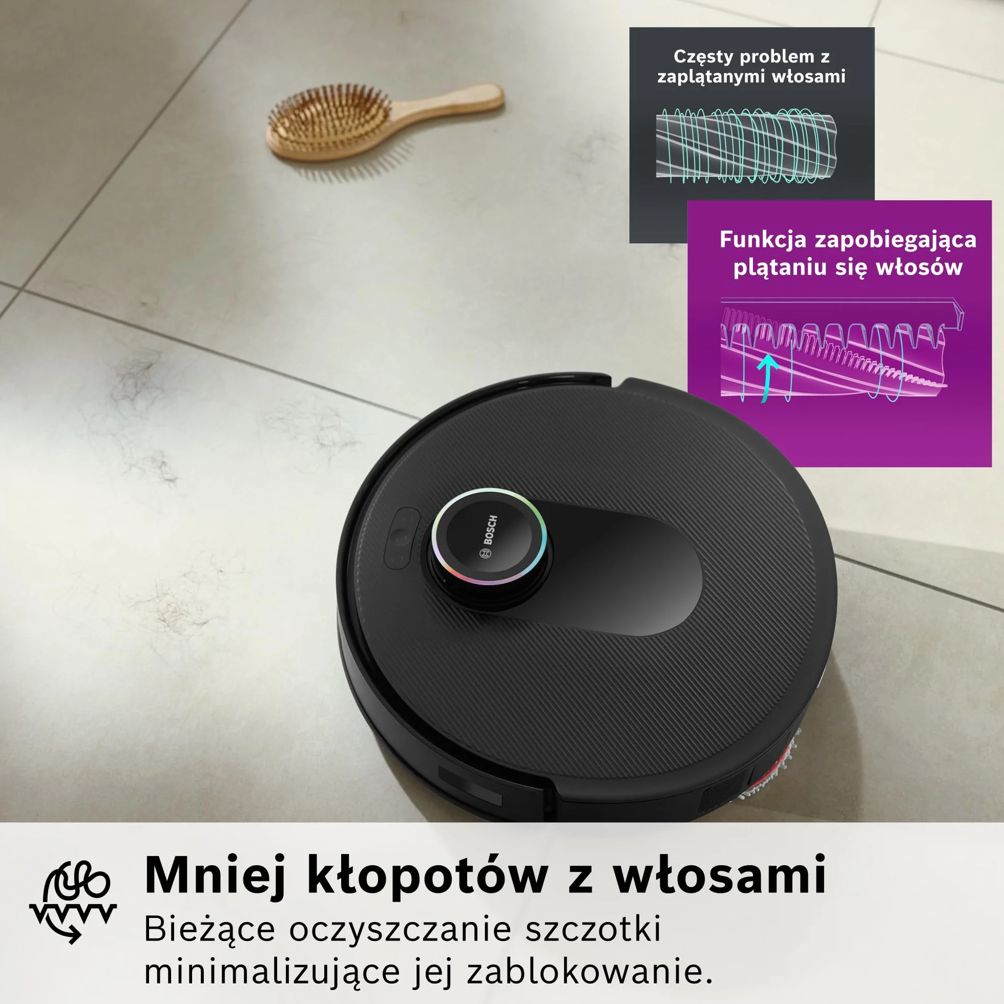 Bosch Spotless Max Cam Robot sprzątający, moc ssania 11000Pa, stacja czyszcząca, Smart Vision, Home Connect, czarny