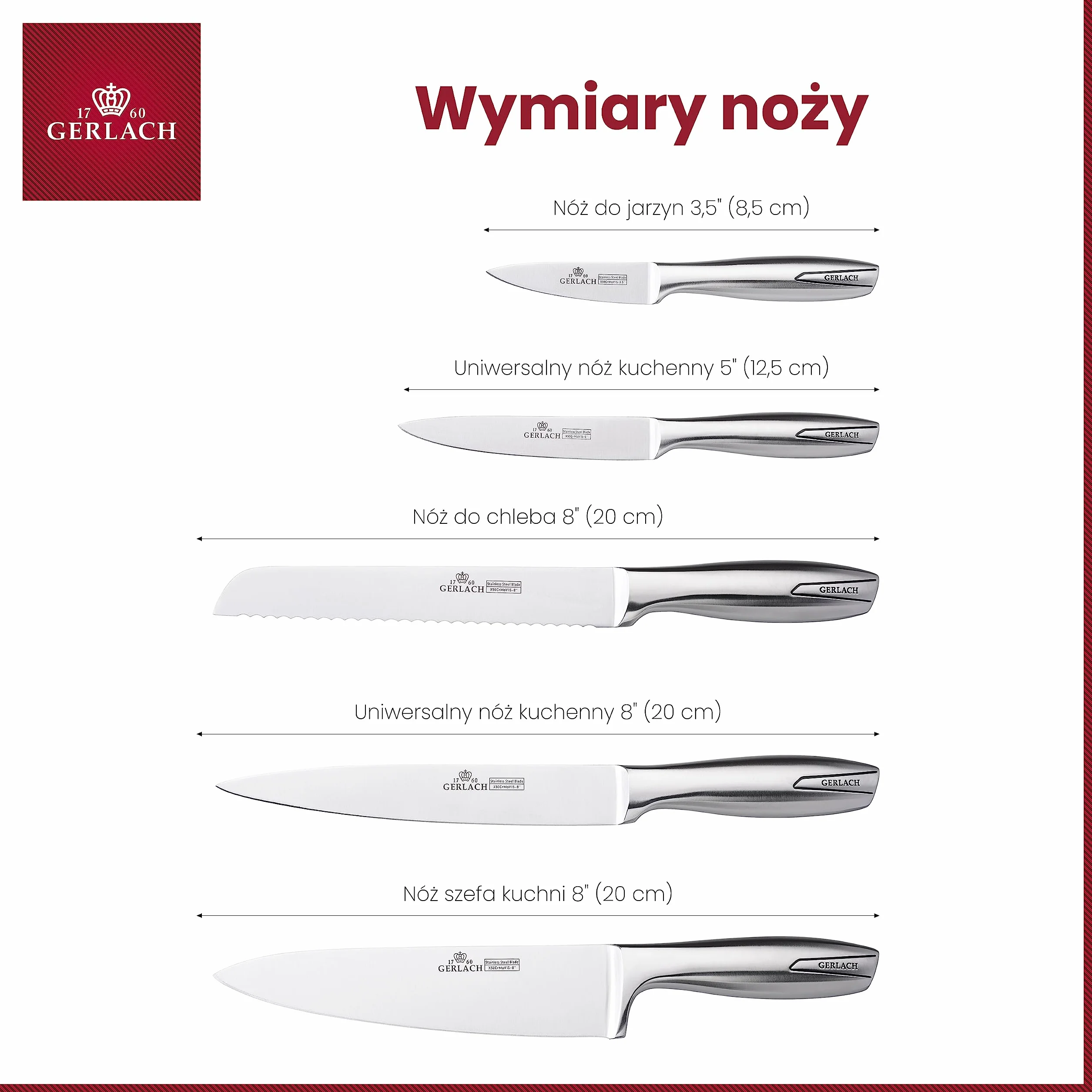 Gerlach Modern Zestaw Noży W Bloku Z Drewna Bukowego Do Kuchni 5 rodzajów Ostrza Stal Nierdzewna Drewno Bukowe Nóż Kuchenny Szefa Do Chleba Jarzyn