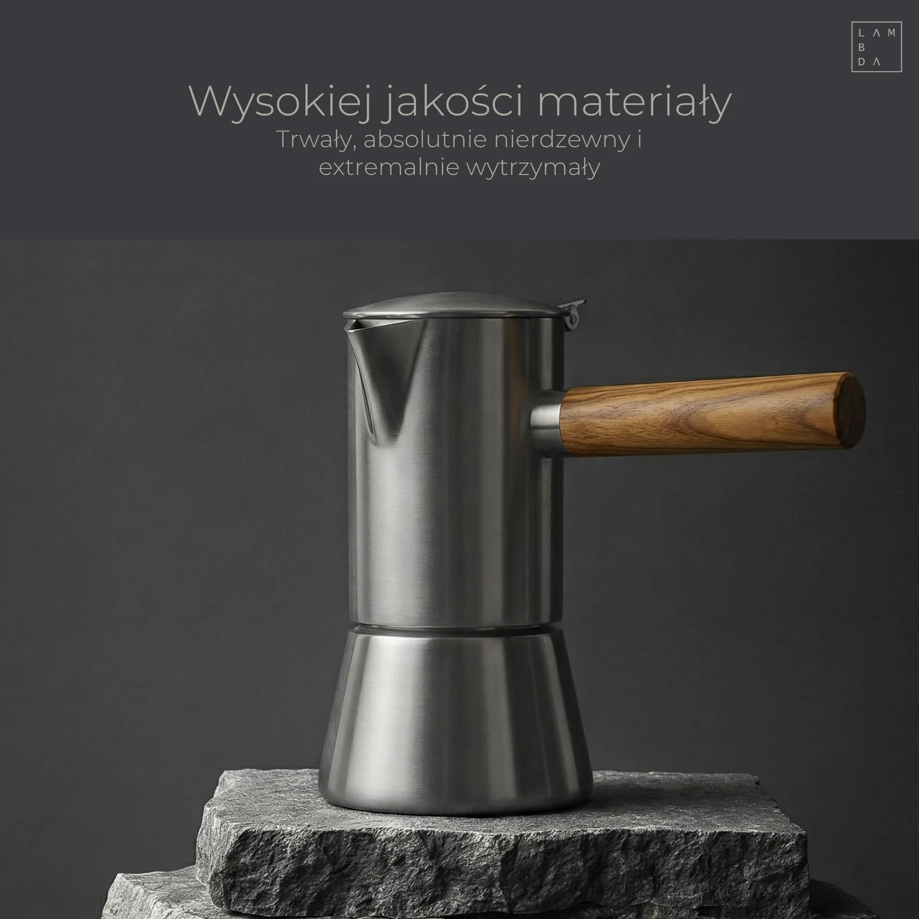 LAMBDA COFFEE VESUV zaparzacz do espresso ze stali nierdzewnej, nadaje się do kuchenek indukcyjnych, do użytku wewnątrz i na zewnątrz (200 ml – 3-4 filiżanki), dzbanek do kawy, indukcyjny