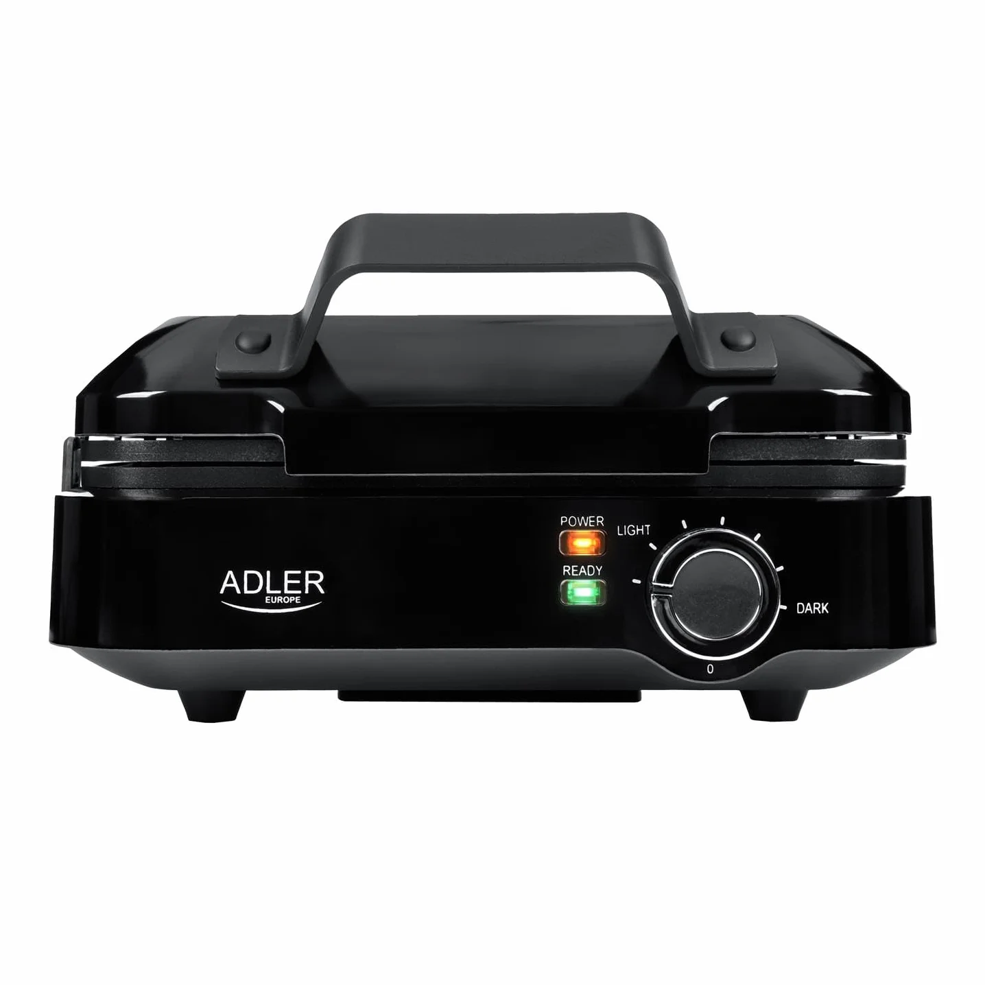 Adler Europe - Mała, podwójna gofrownica 2000 W - regulowany poziom ogrzewania - dwa klasyczne gofry jednocześnie - powłoka nieprzywierająca - 2 lampki kontrolne - głębokie płytki waflowe