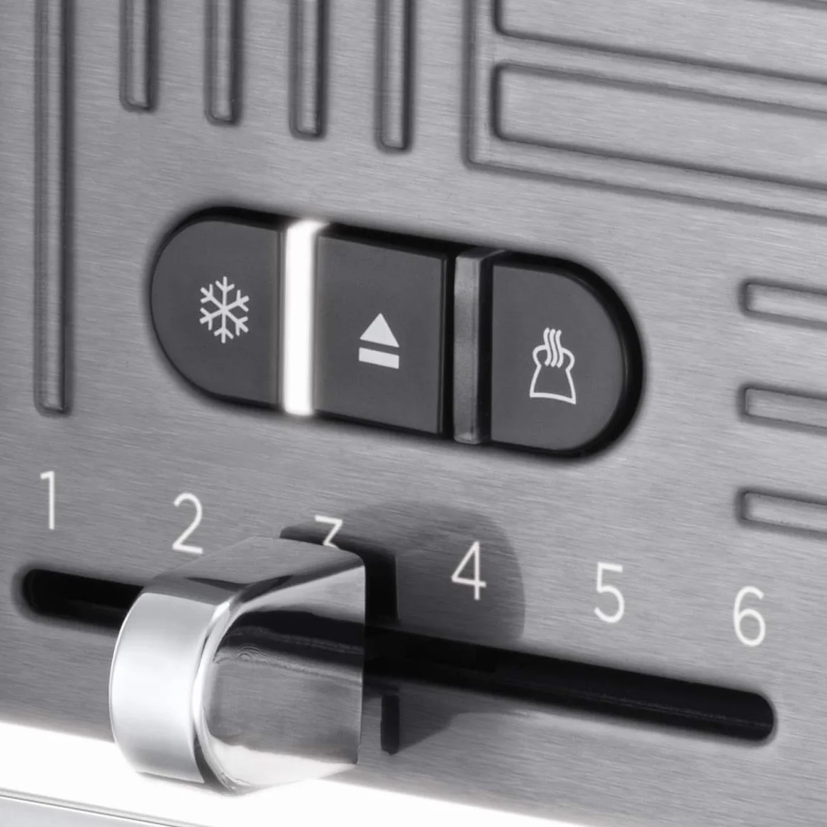 Russell Hobbs Chleb Grid [Dla 2 plasterków] Geo Steel (szerokie otwory, 4 funkcje, szybkie grillowanie/brązowanie, zintegrowany szczypce, podniesienie, podgrzewacz ciastek, podnosi okruchy, 1640W)
