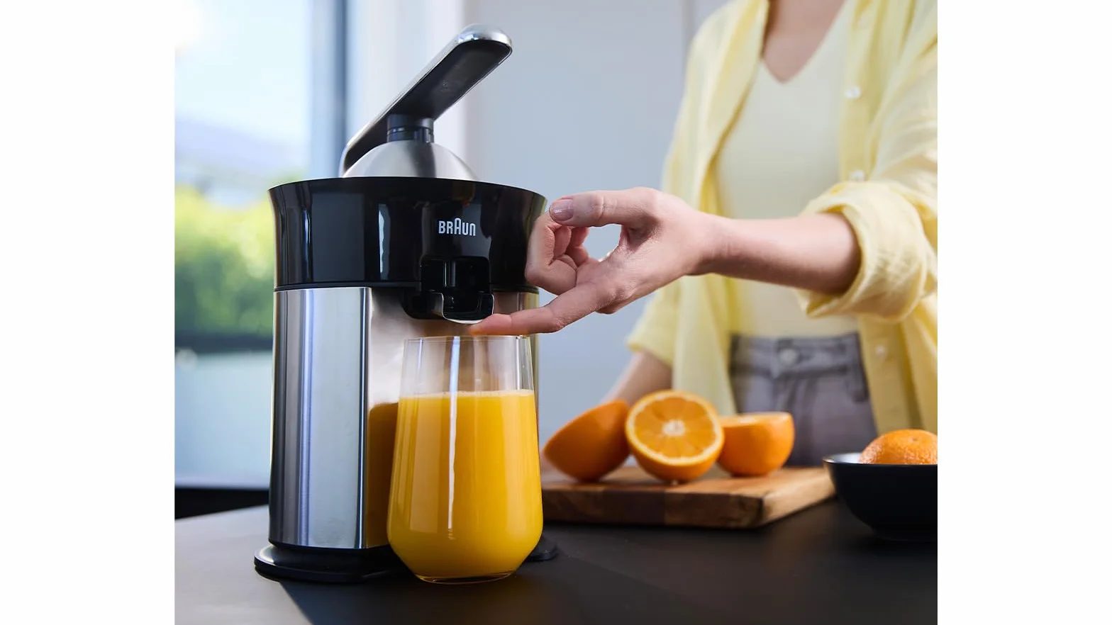 Braun CitrusQuick 7 elektryczna wyciskarka do cytrusów z ramieniem dźwigniowym, blokada kapania, wylew do szklanek