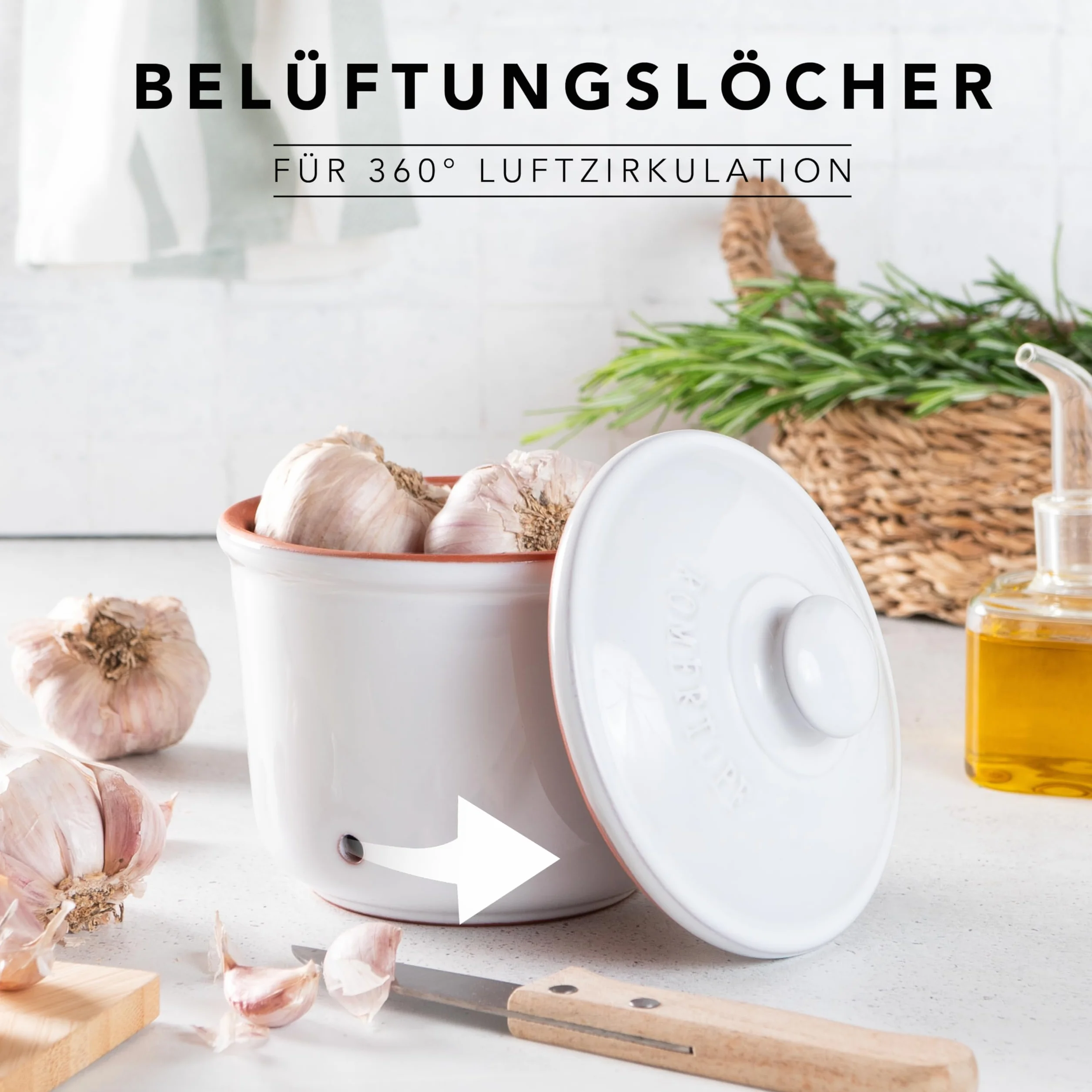 Römertopf garnek mini 0,6 litra ceramiczny do czosnku biały