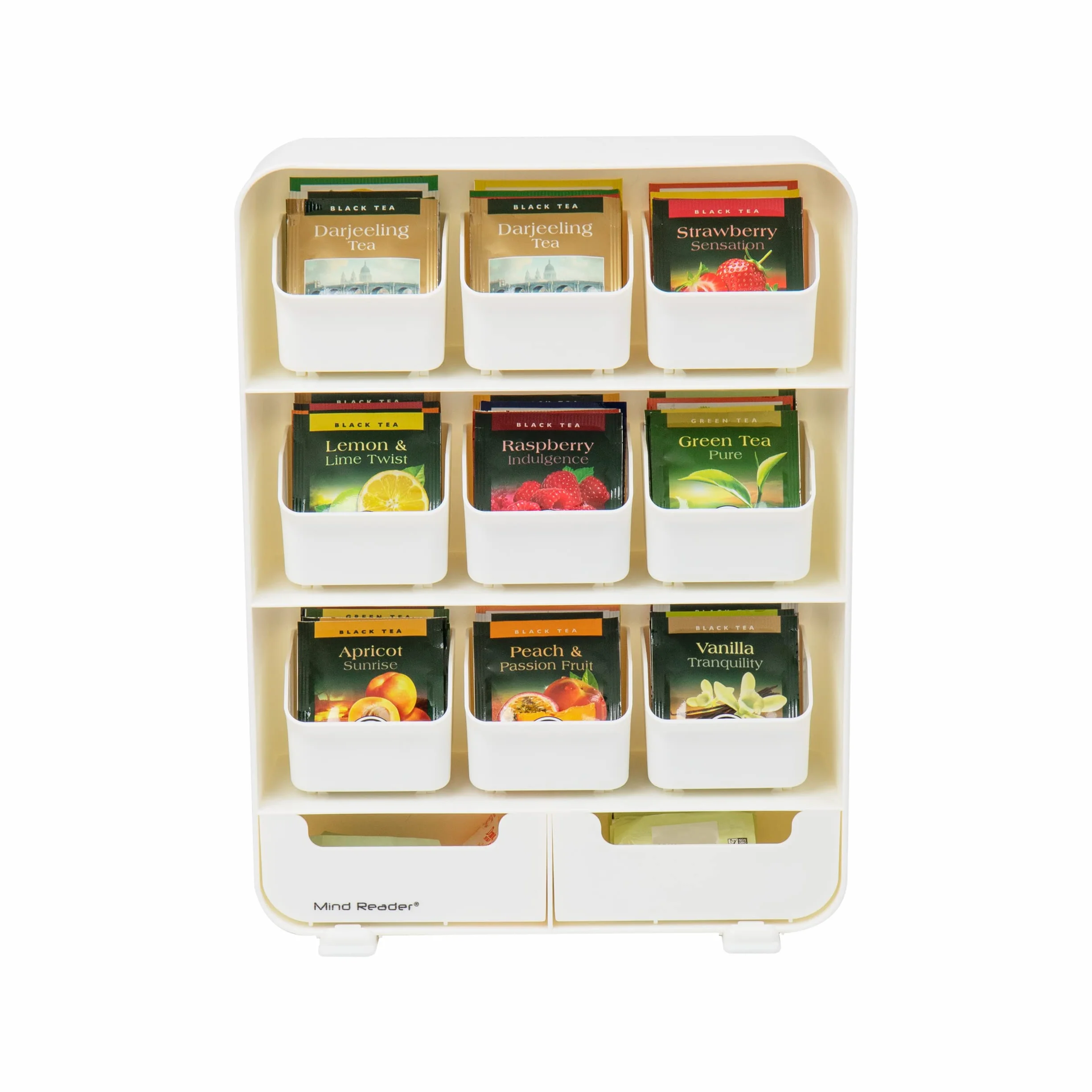 Mind Reader TBORG-WHT organizer do torebki herbaty 26 cm plastik biały