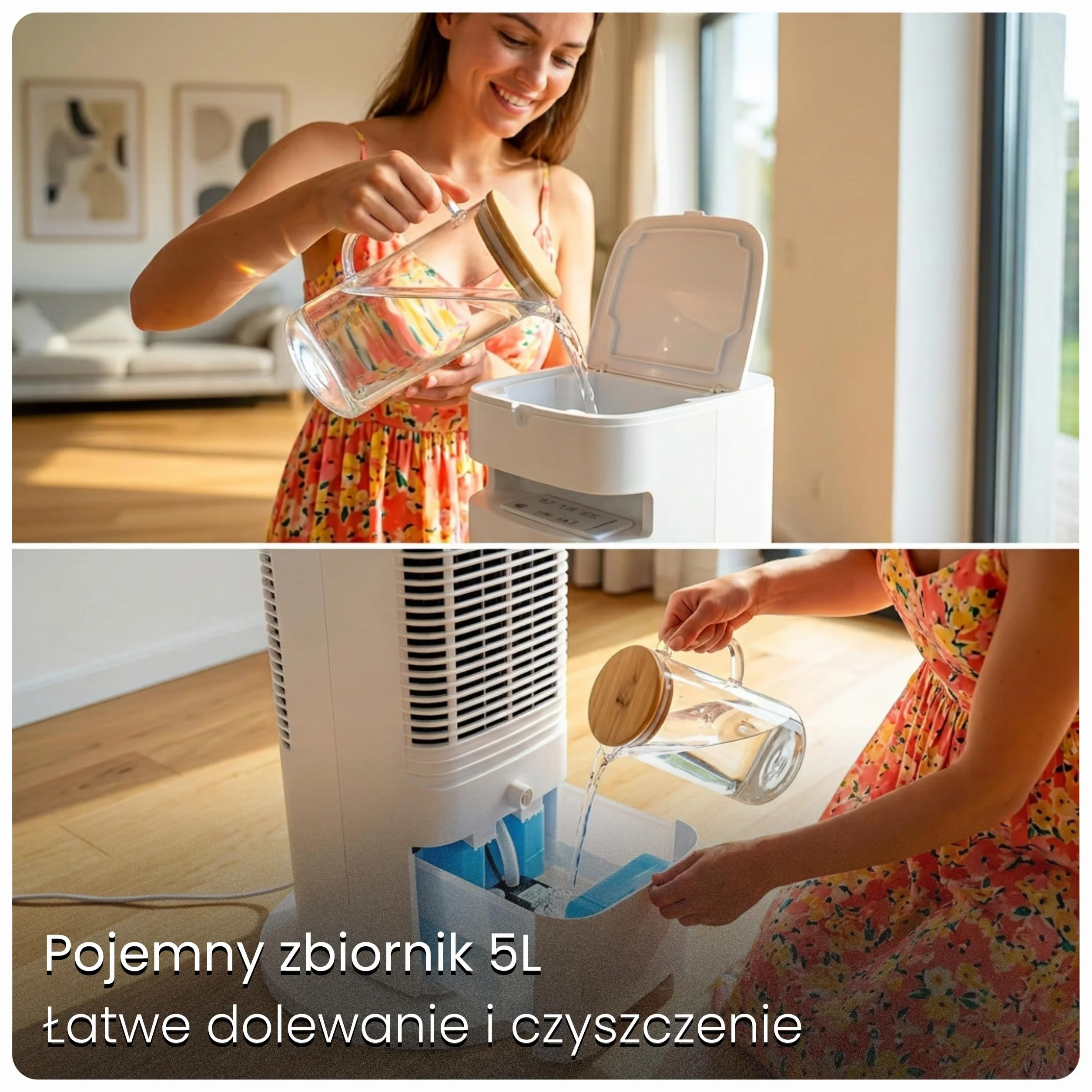 CoolAir Klimator Ewaporacyjny 5L z Chłodzeniem Wodnym - Inteligentny Wentylator Kolumnowy WiFi, Oscylacja 90°, Pilot, 65W - Przenośny Klimatyzator Pokojowy