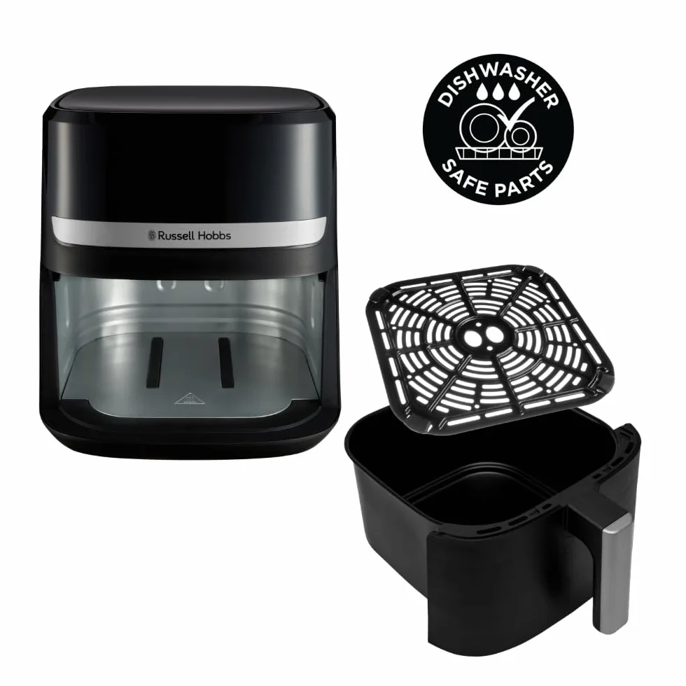 Russell Hobbs Frytkownica beztłuszczowa 5.5L [Kompaktowa, 9 funkcji] Satisfry (Części nadające się do mycia w zmywarce, Nieprzywierająca powłoka, Bez BPA, Ekran dotykowy, Smażenie bezolejowe) 27621-56