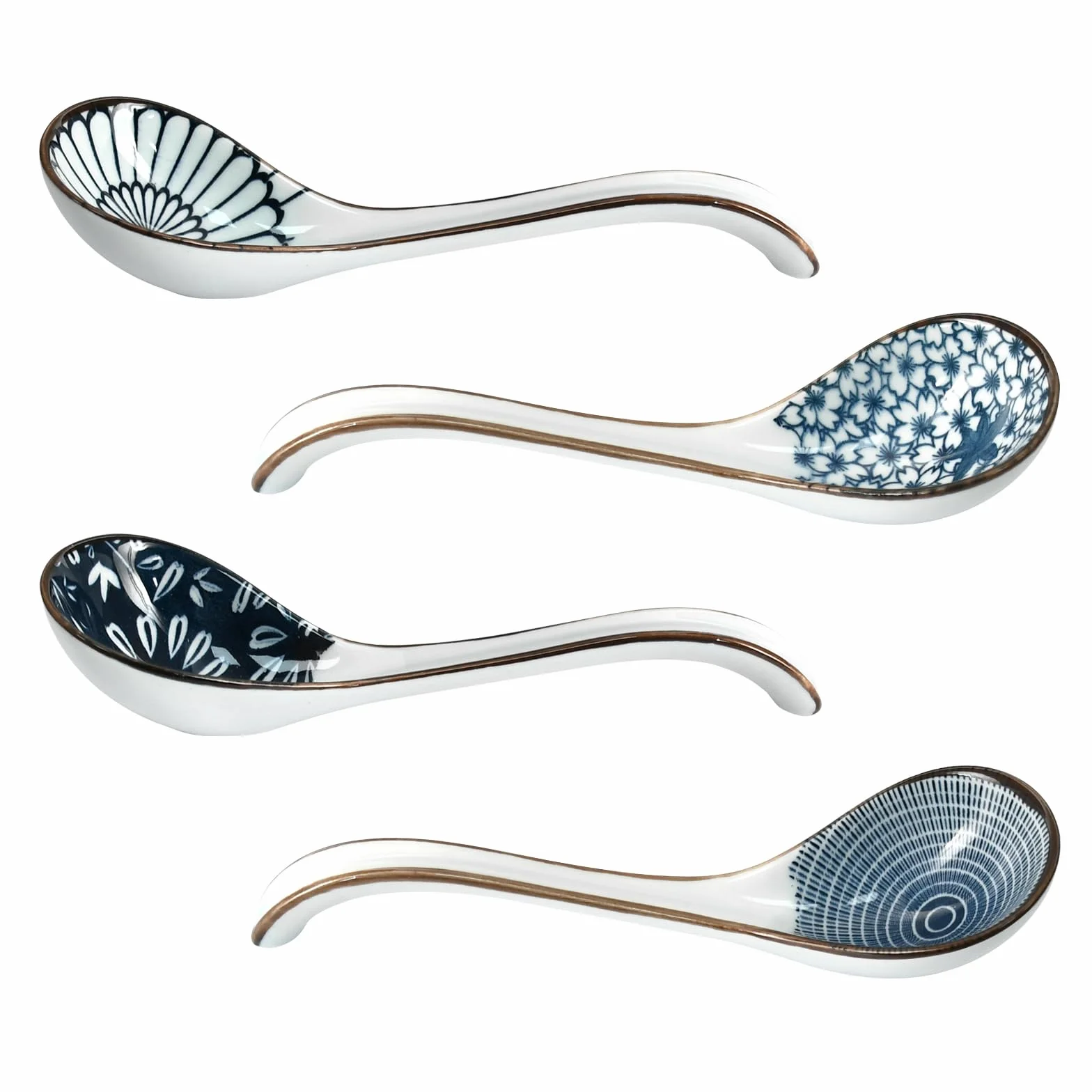 4 chińskie łyżki do zupy, ceramiczna łyżka do zupy, długa łyżka do zupy, zastawa stołowa, zestawy łyżek do zupy do ramenu, pierogów, ryżu, deserów, 4 szt