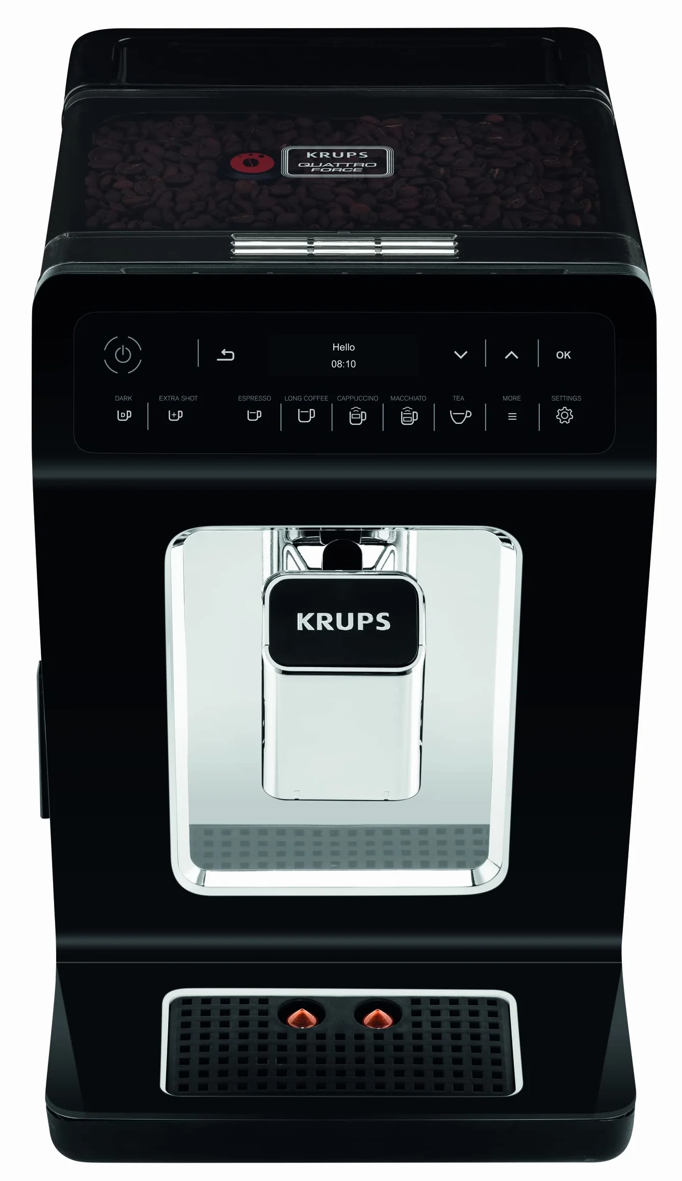 Krups EA8918 Evidence w pełni automatyczny ekspres do kawy | wyświetlacz OLED Barista Quattro Force Technology | 12 kawa | 3 odmiany herbaty | cappuccino jednym dotknięciem | funkcja 2 filiżanek | czarny