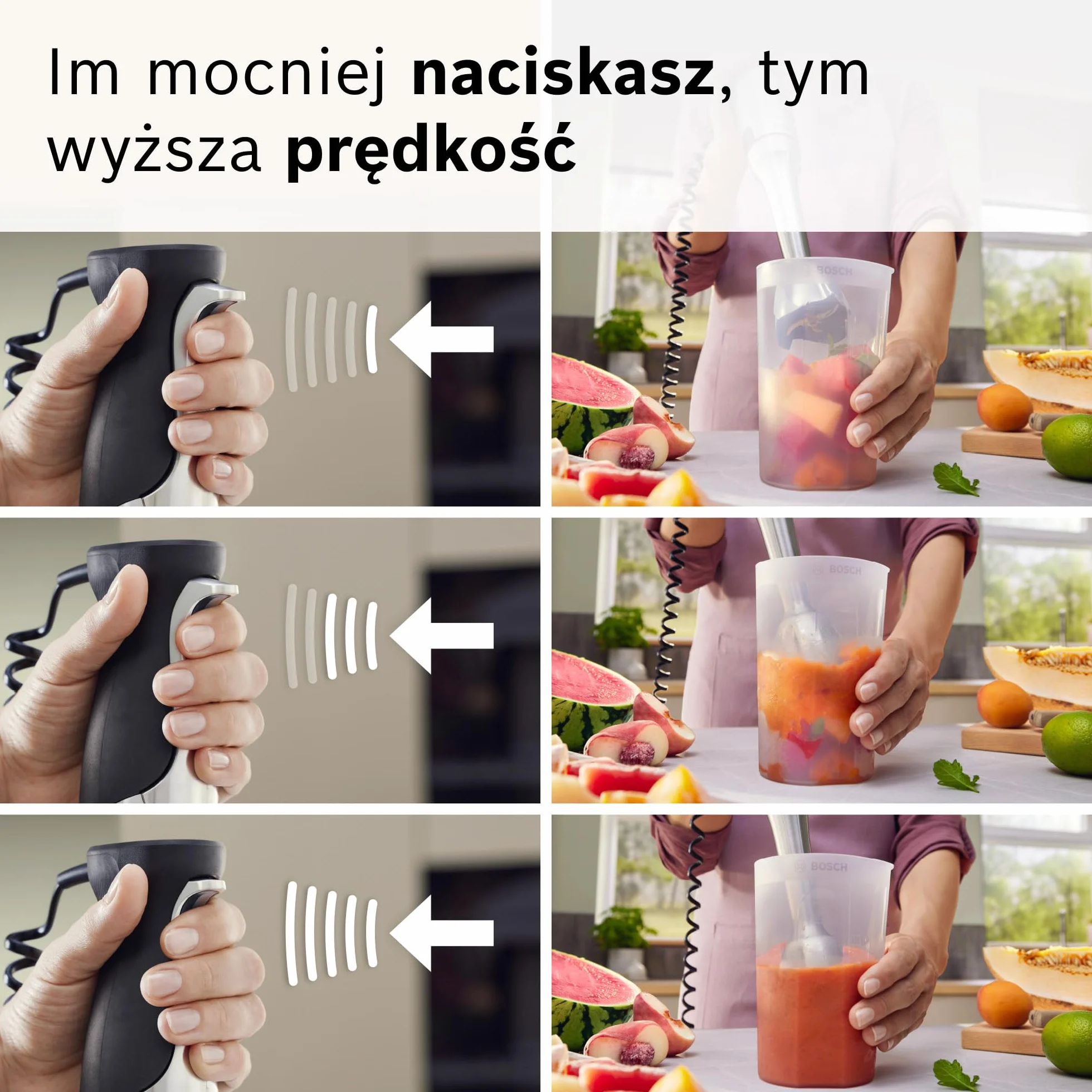 Bosch, blender ręczny, ErgoMaster Serie 8, silnik 1500 W, intuicyjna regulacja prędkości, 6-ramienne ostrze, akcesoria w zestawie, stal nierdzewna, MSM8M934