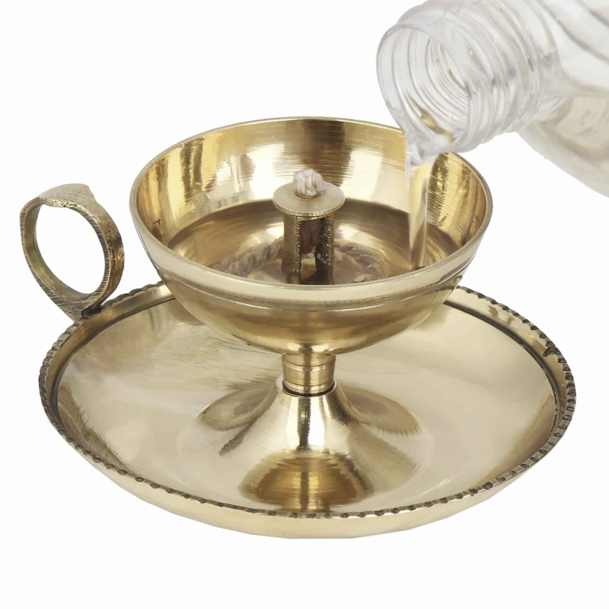 NKlaus Lampa Ghee lampa olejna z knotem ręcznie robiona mosiądz dom ogród złota duża nowa 1578