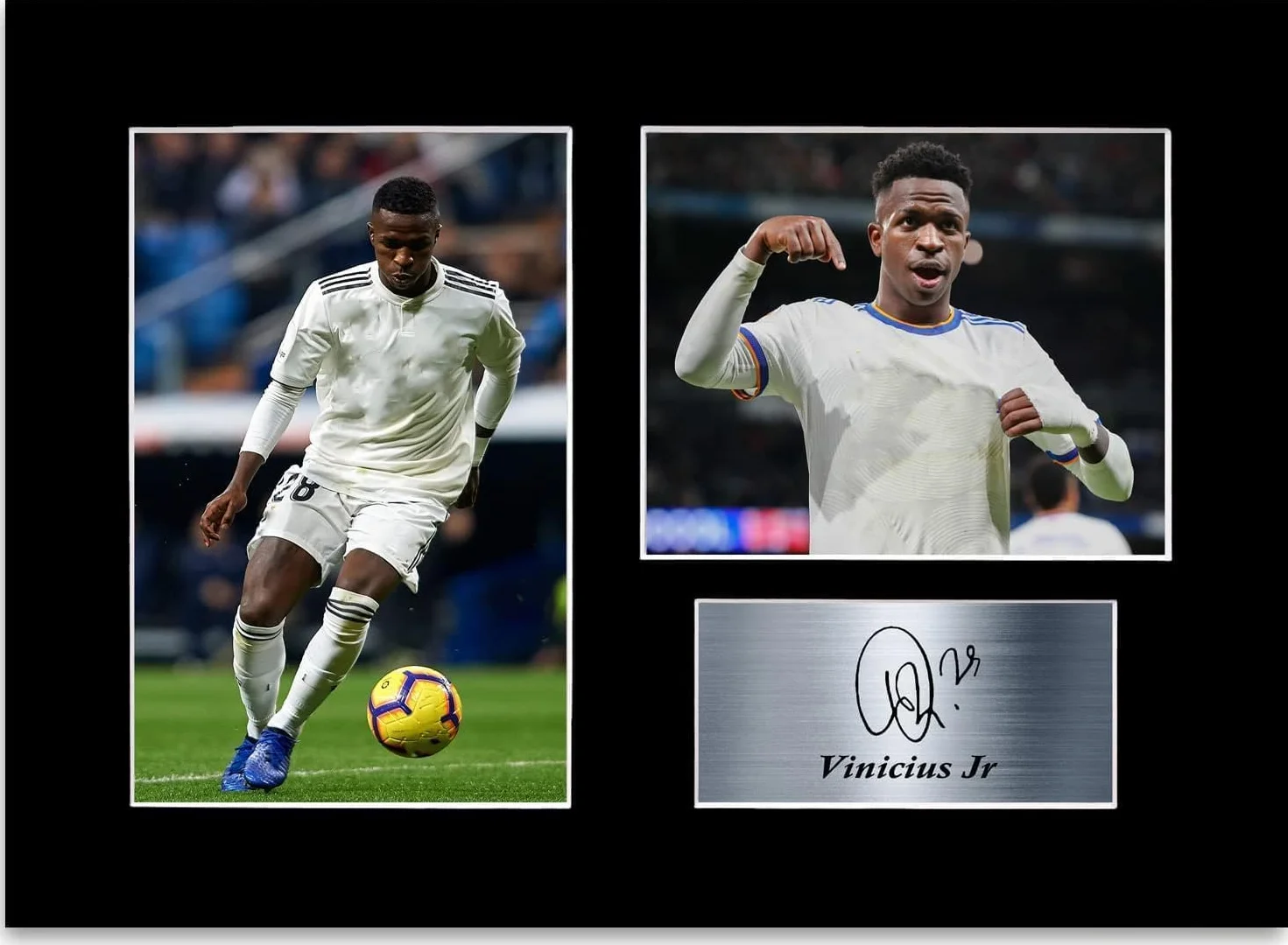 Vinicius Jr Vini Junior Football Real Madryt A4 drukowany podpisany autograf zdjęcie uchwyt prezentowy prezent