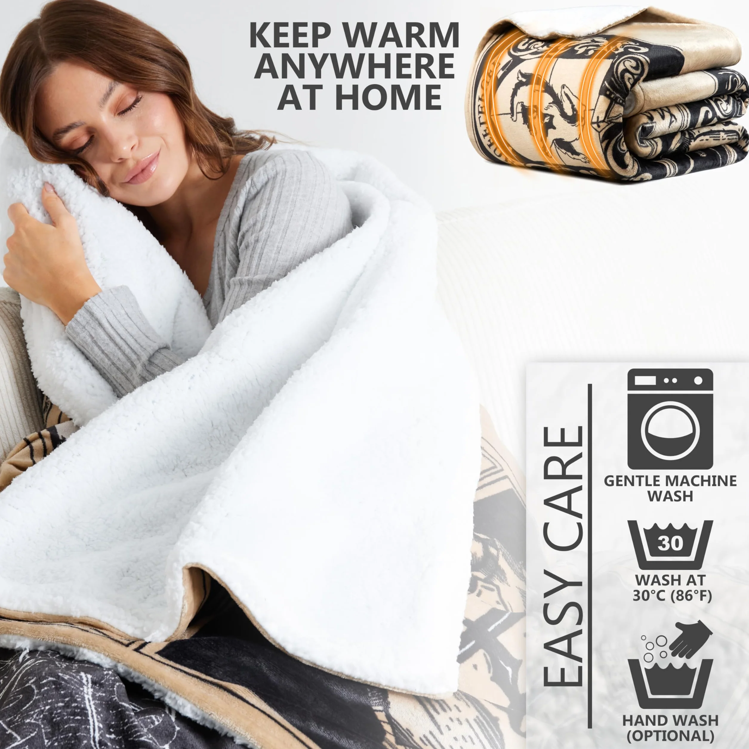 Get Trend Harry Potter Podwójny koc grzewczy 150 x 200 cm, przytulny polar sherpa, 9-poziomowe ogrzewanie elektryczne z 12 godzinami automatycznego wyłączania (Multi Harry Potter, podwójny EU)