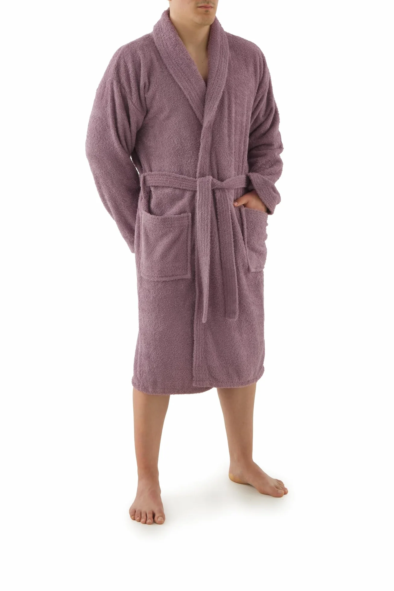 Top Towel - Elegancki - Szlafrok damski i męski 100% bawełna, 500 g/m² - Opcja z kapturem lub bez kaptura - Miękki i chłonny do prysznica, spa i basenu, fioletowy, XL