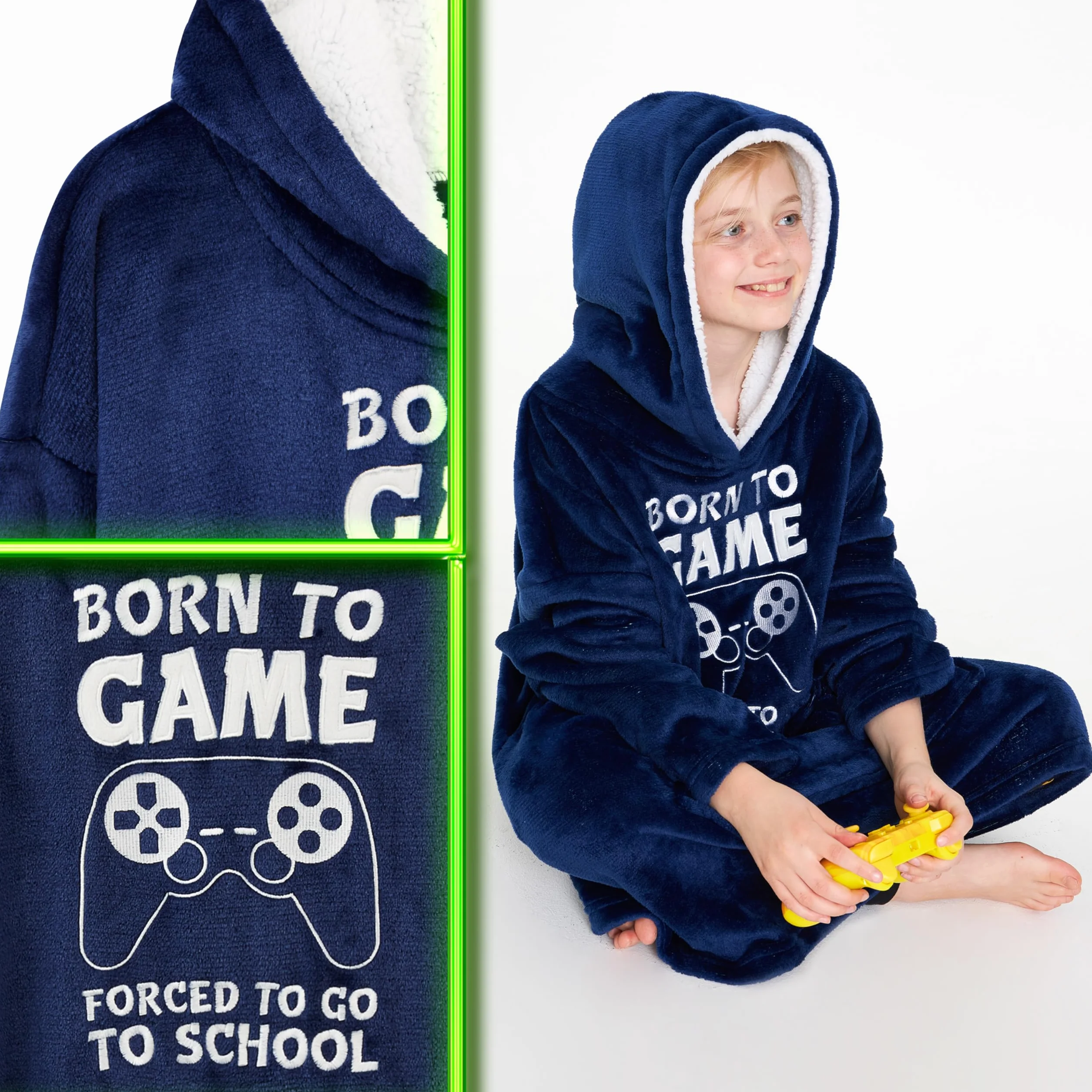 Polarowa Bluza z Kapturem dla Dzieci - Futbolowa Bluza One Size z Podszewką Sherpa