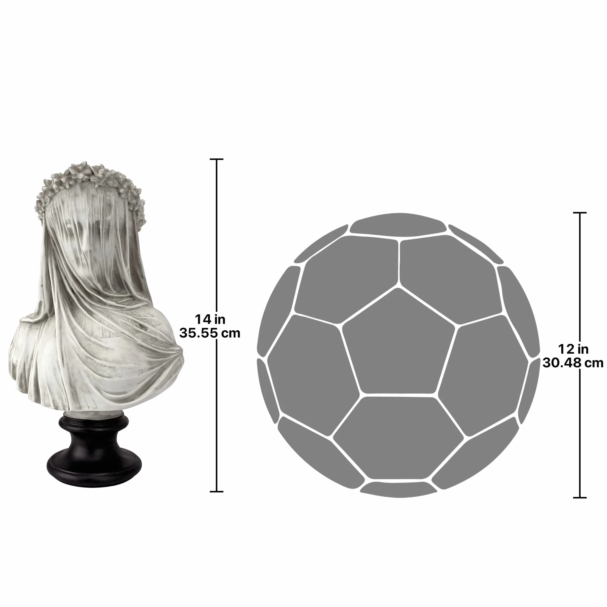 Design Toscano Ukryta statuetka biustu Panny, wymiary: 22,8 cm x 15,2 cm x 35,5 cm