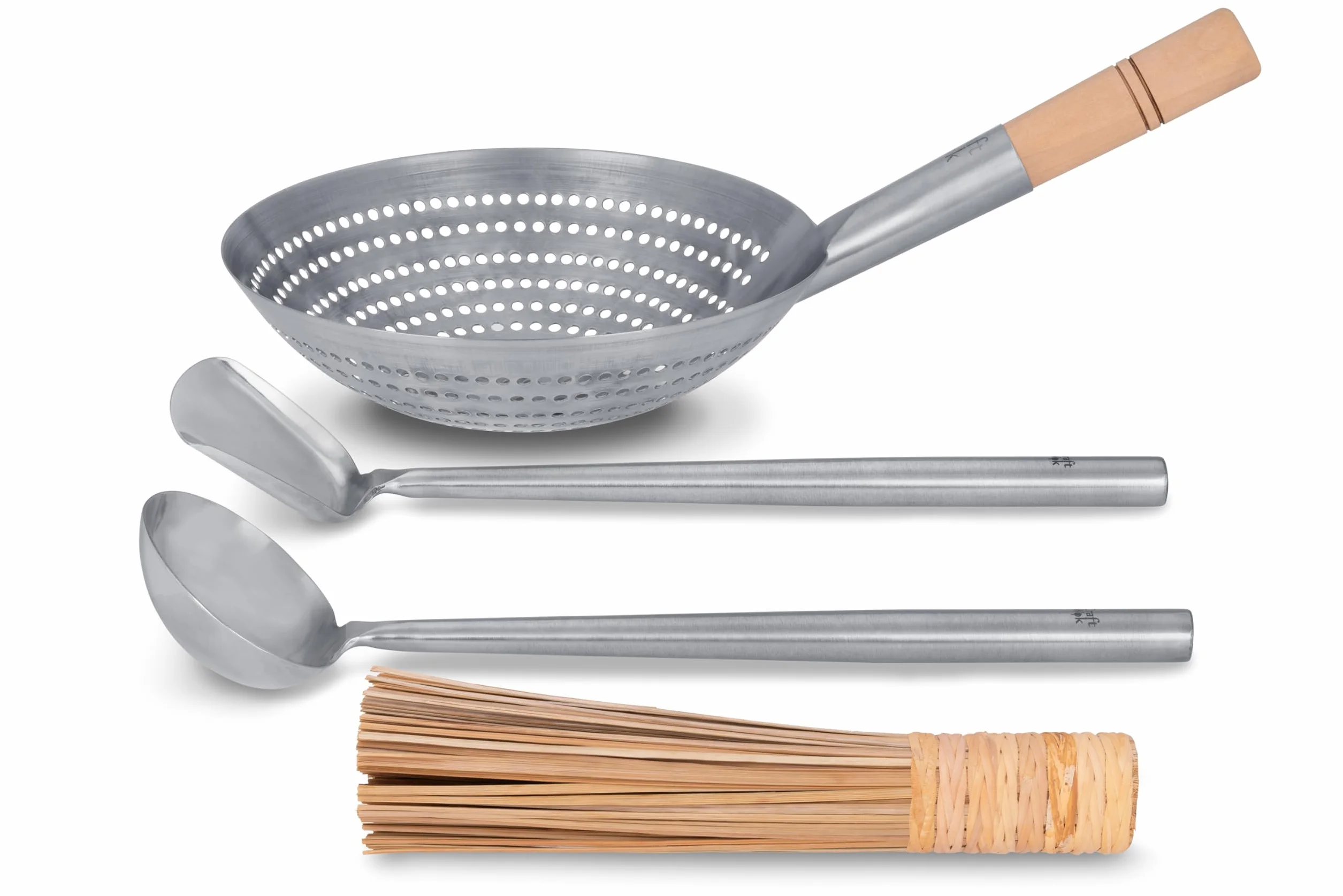 Craft Wok S/s Tools 4 szt. Zestaw: Chochla, szpatułka, Sitko, Bambusowa Szczotka / Naczynia Tradycyjne Azjatyckie Naczynia Kuchenne / 732W324