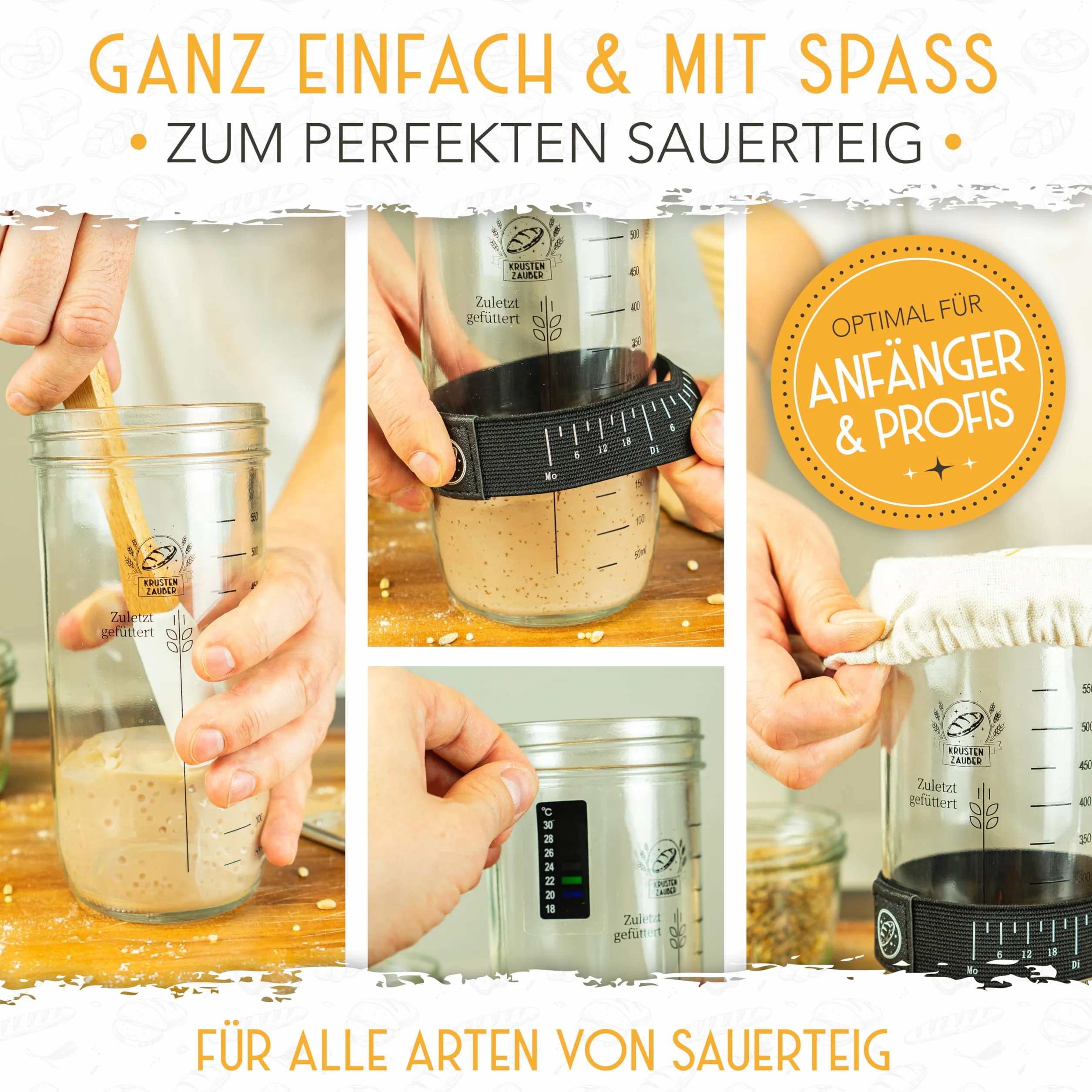 KRUSTENZAUBER 2-częściowy zestaw koszyków do garowania 600 ml na zakwas z rattanu