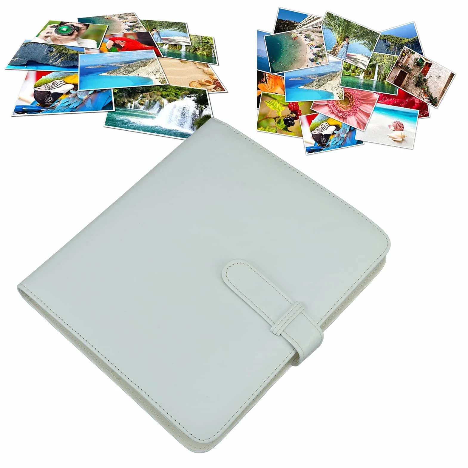 3-calowy Album na Zdjęcia z 256 Kieszeniami, Etui na Zdjęcia z 256 Kieszeniami na Albumy Fotograficzne, Wewnętrzna Wyściółka z Tworzywa PCV na Wizytówki i Bilety do Kina (WHITE)