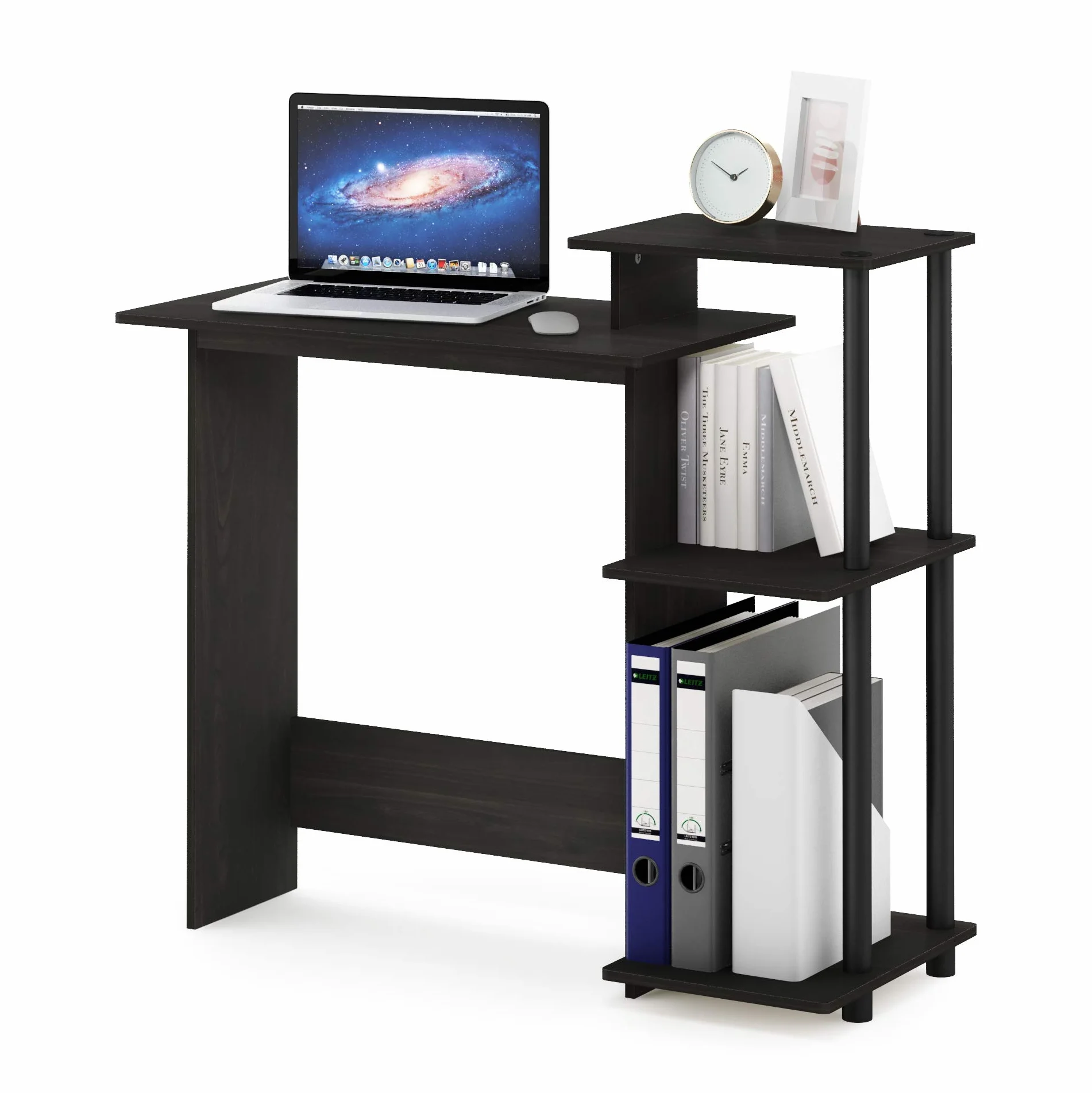 Furinno Wydajne Domowe Biurko Do Laptopa, Notebooka, Nauki i Pisania, Espresso/Czarne