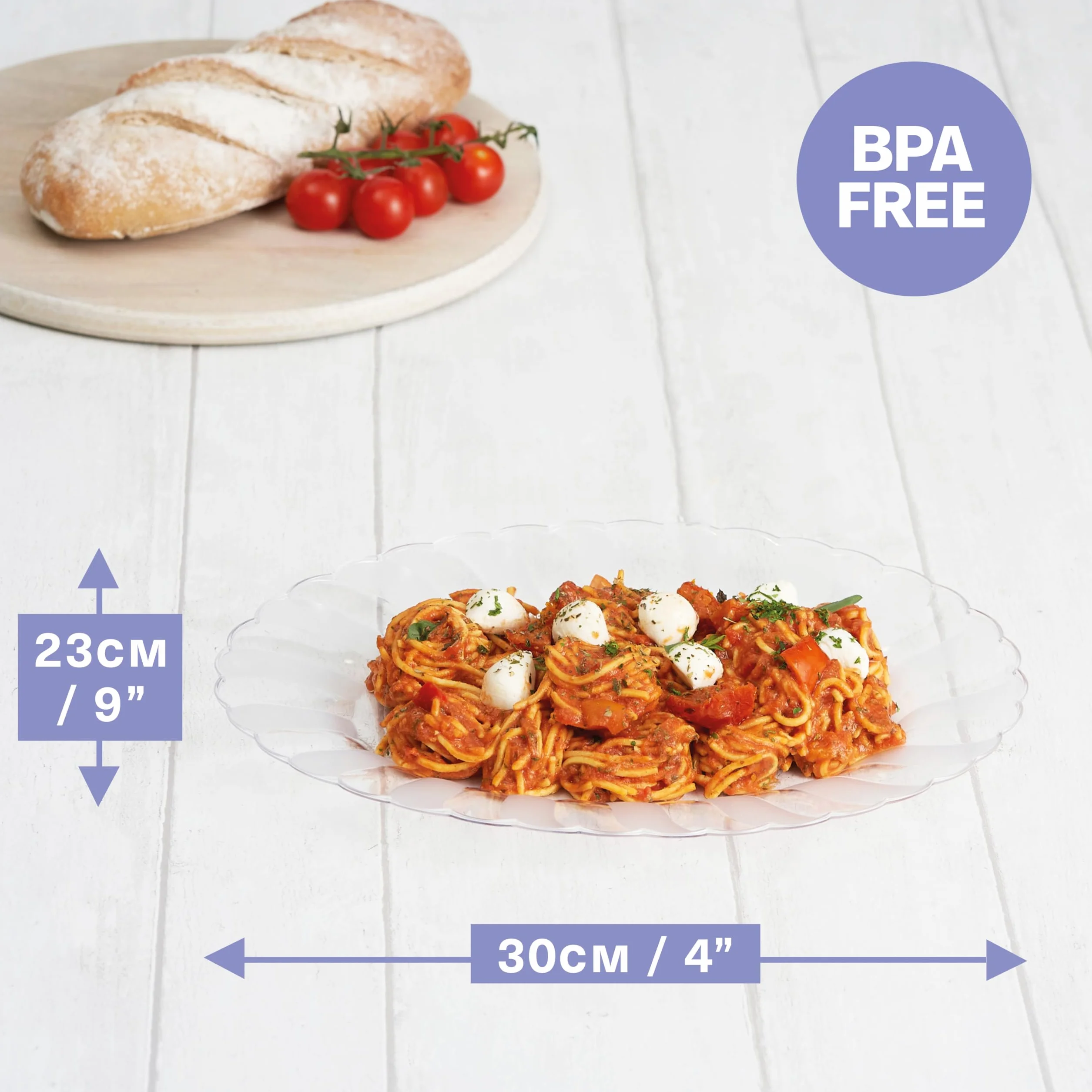 MATANA 10 Owalnych Przezroczystych Plastikowych Półmisków Serwisowych, 30cm x 23cm - Wielokrotnego Użytku Tace na Bufety, Wesela, Urodziny, Święta Bożego Narodzenia, Imprezy