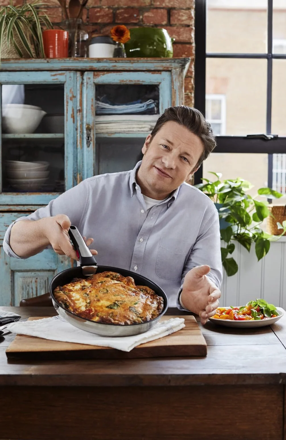 Tefal L97691 Jamie Oliver Ingenio G6 3-częściowy zestaw patelni, stal nierdzewna, do 250°C, Thermo-Spot, na wszystkie kuchenki