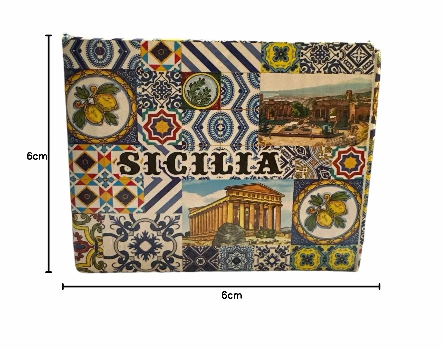 Sycylia Filiżanka do kawy z ceramiką / łyżeczką, ozdobiona filiżanką SOUVENIR, C/DECORO, 7 cm - H, pojemność 70 ml