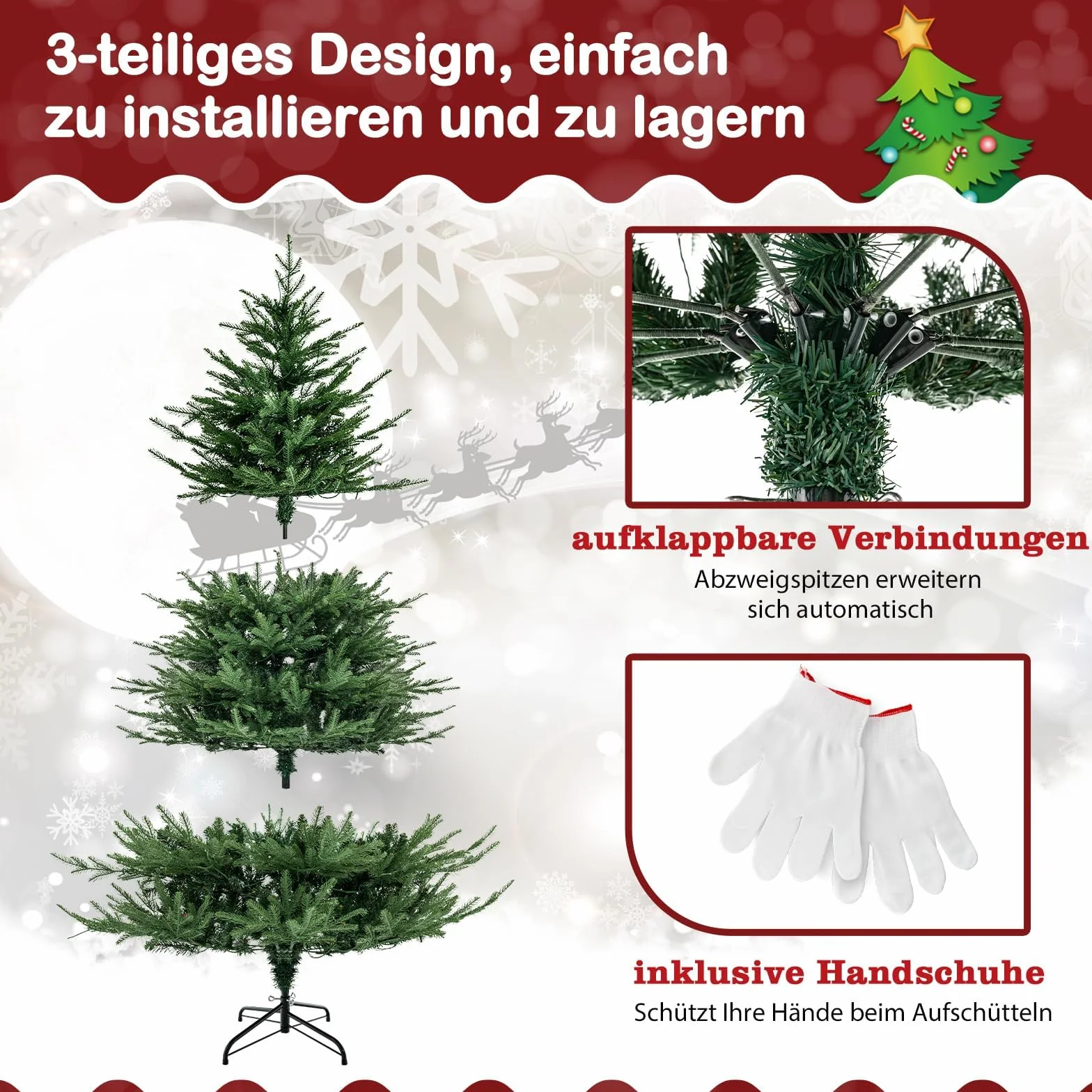 COSTWAY 180 cm sztuczna choinka podświetlana LED z 280 światłami, 788 końcówkami, zielona