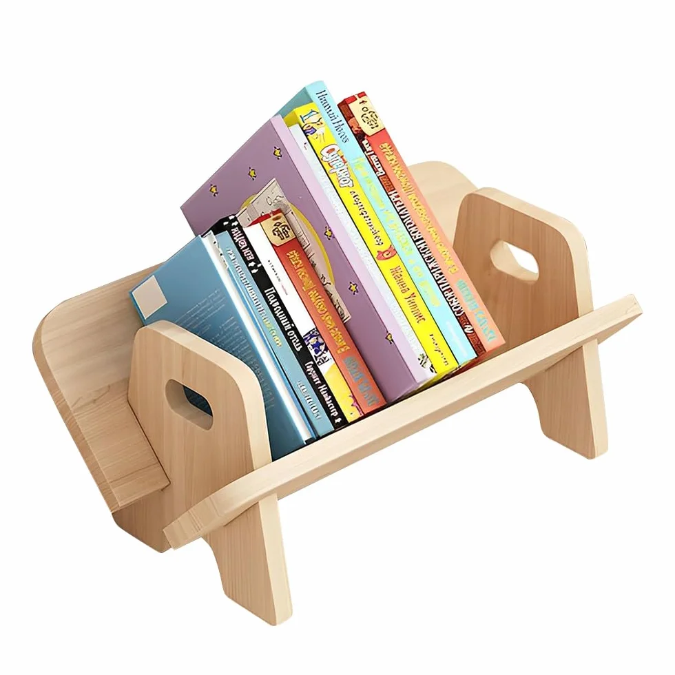 Mały regał na książki, na stół, dla dzieci, drewniany, z uchwytem, na biurko, regał na książki, mini organizer do biura, pokoju dziecięcego, salonu