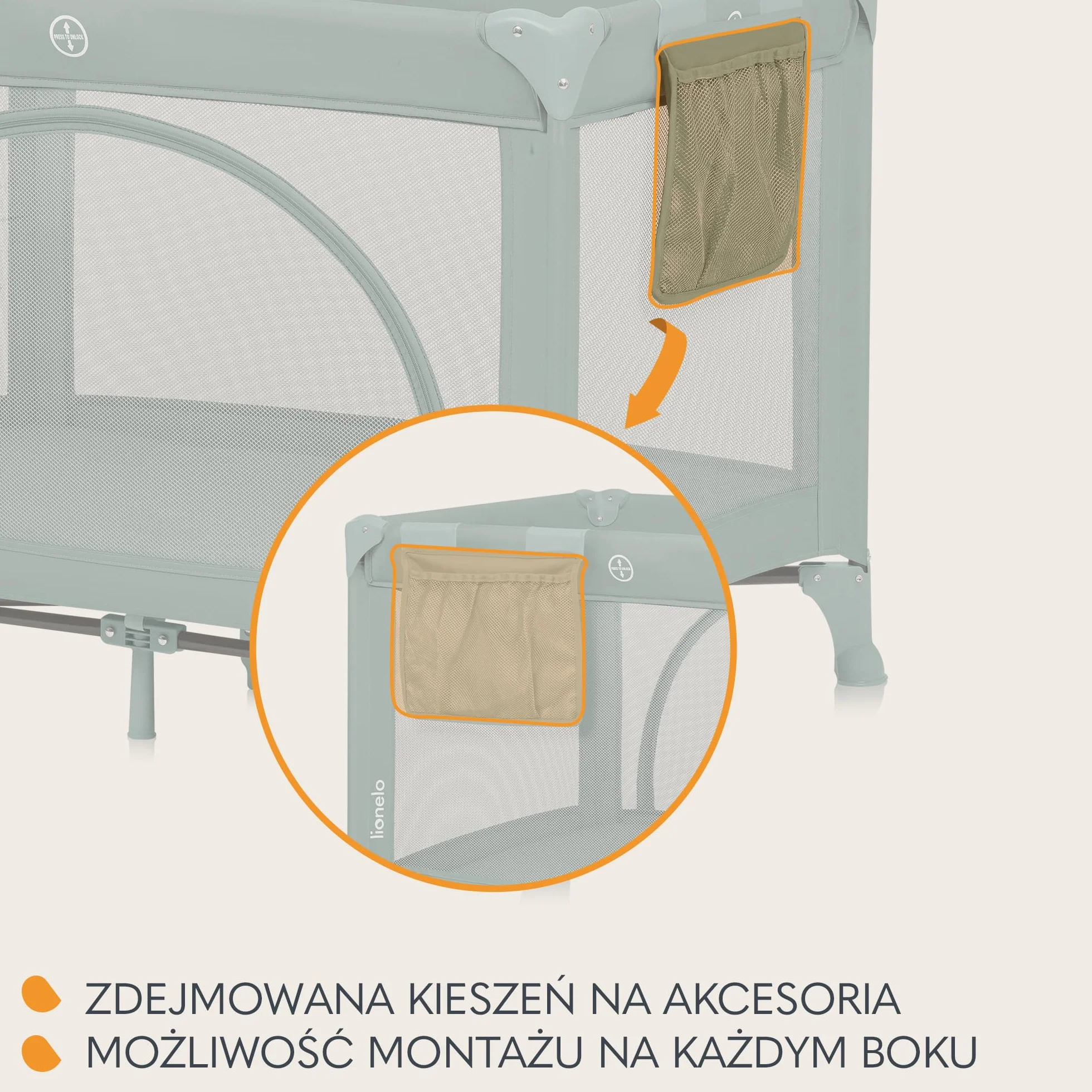 LIONELO LAURA Łóżeczko Turystyczne 2w1 do 15 Kg Kojec dziecięcy od 0 do 36 miesięcy Boczne Wejście Piankowy Materac T25, 2 Poziomy Wysokości, Torba Podróżna, Koła z Hamulcem