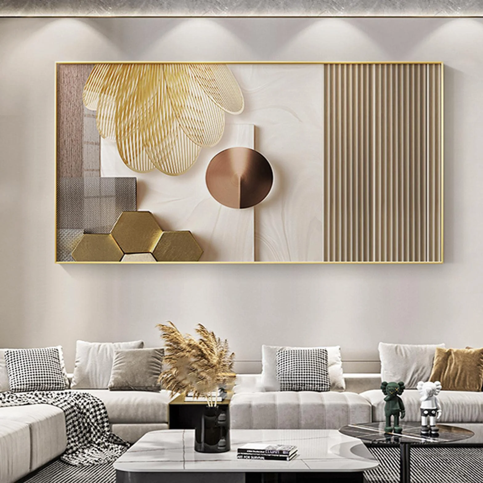 BIEMBI Salon Luksusowe obrazy ścienne nowoczesne minimalistyczne abstrakcyjne złote plakaty wydruki nordycka dekoracja obraz na płótnie 90 x 180 cm bez ramy
