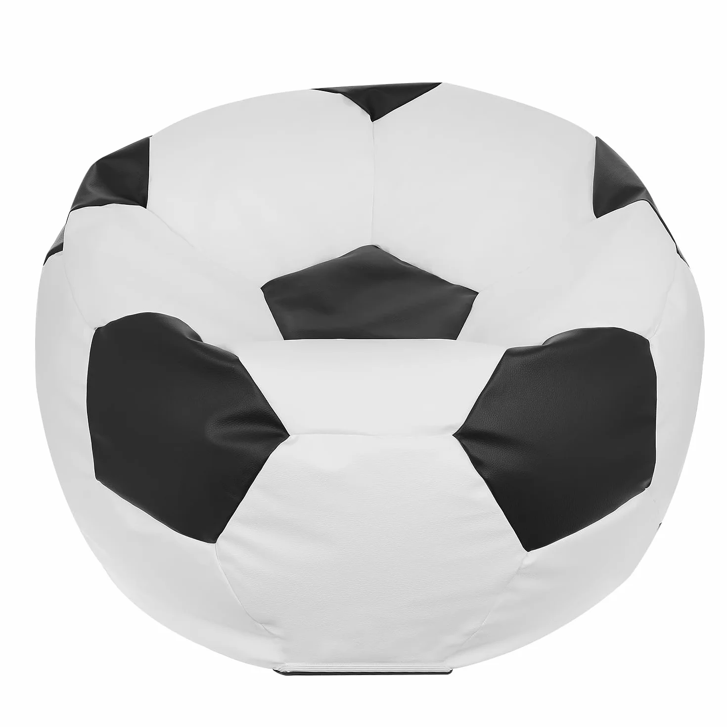 Ecopuf Worek Piłkarski XL - Poduszka Pufa do zabawy wykonana ze sztucznej skóry - Idealna dla fanów piłki nożnej, dzieci - Beanbag do salonu - Aksamitna pufa - 105x80cm, Czarny E14