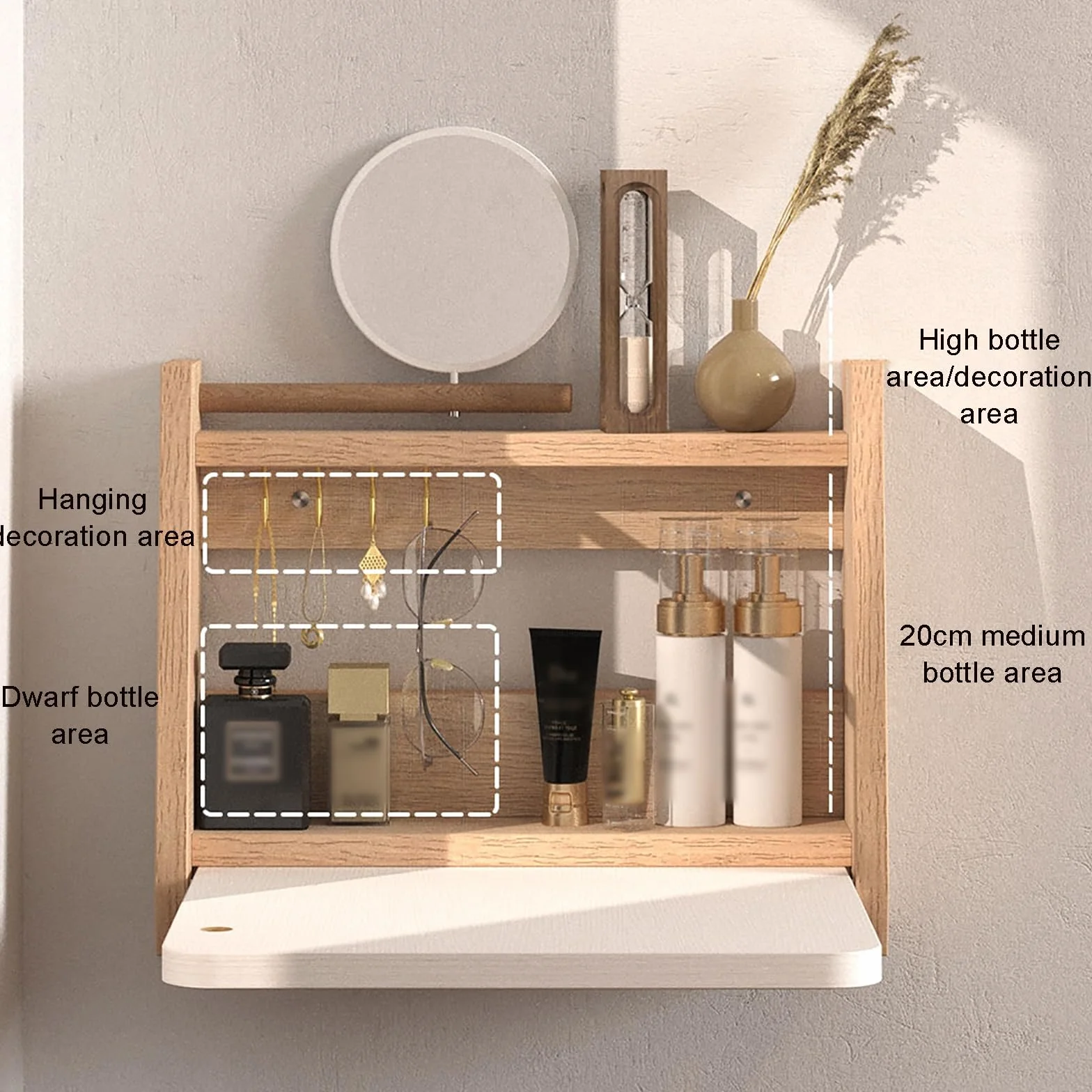 Składane biurko naścienne drewniane z liśćmi stabilny stół ścienny pływający (S)