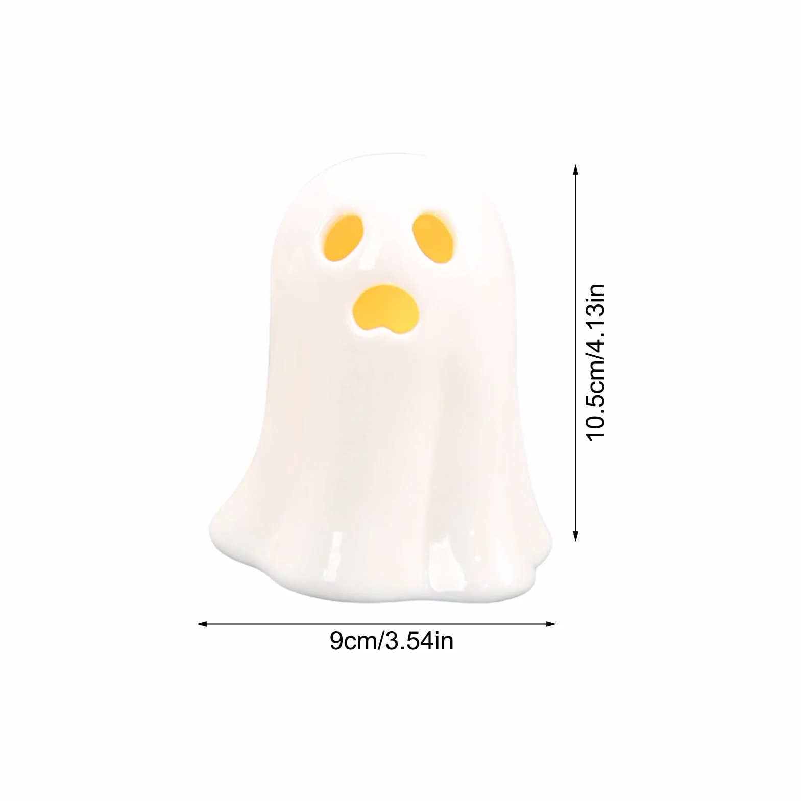 Ghost Figurine, Halloween Sculpture Ghost LED Lighting, 3 Pieces Cute Miniature Collectible Ornaments, for Haunted House Mantel Shelf Windowsill Fireplace 3.54x4.13 inches
